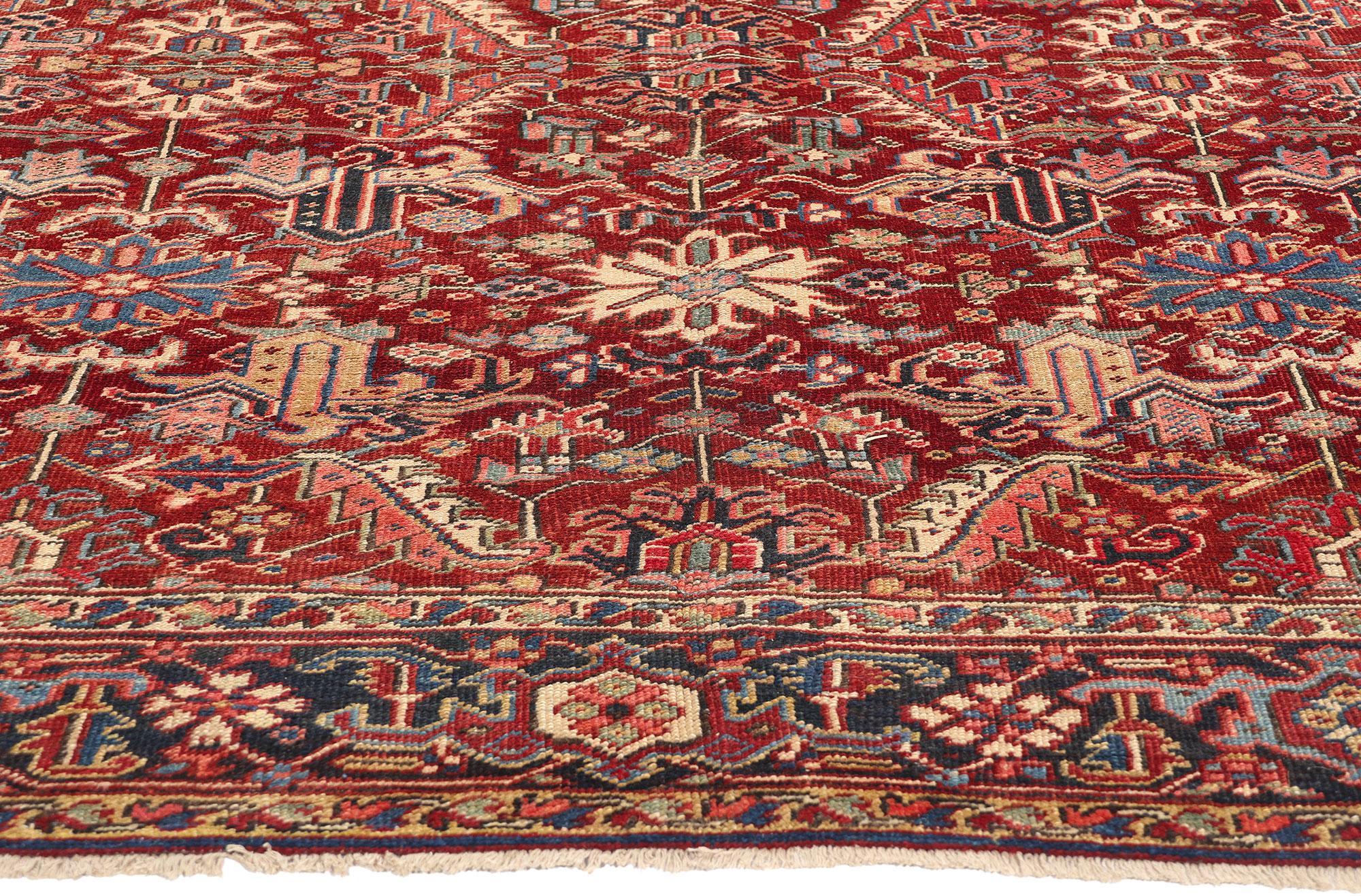 Hand-Knotted Antique Persian Dragon Serapi Heriz Carpet For Sale