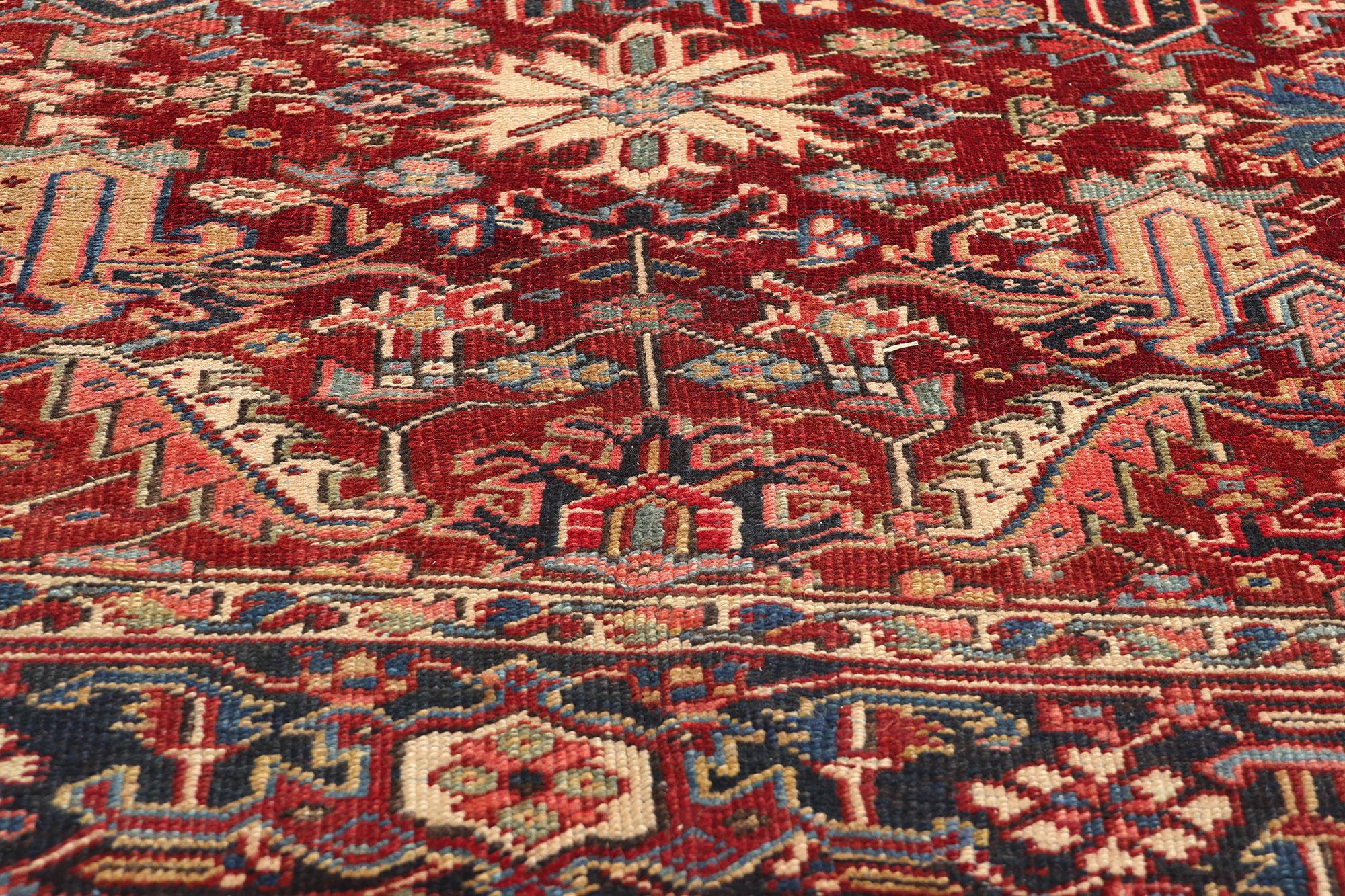 Antique Persian Dragon Serapi Heriz Carpet In Good Condition For Sale In Dallas, TX