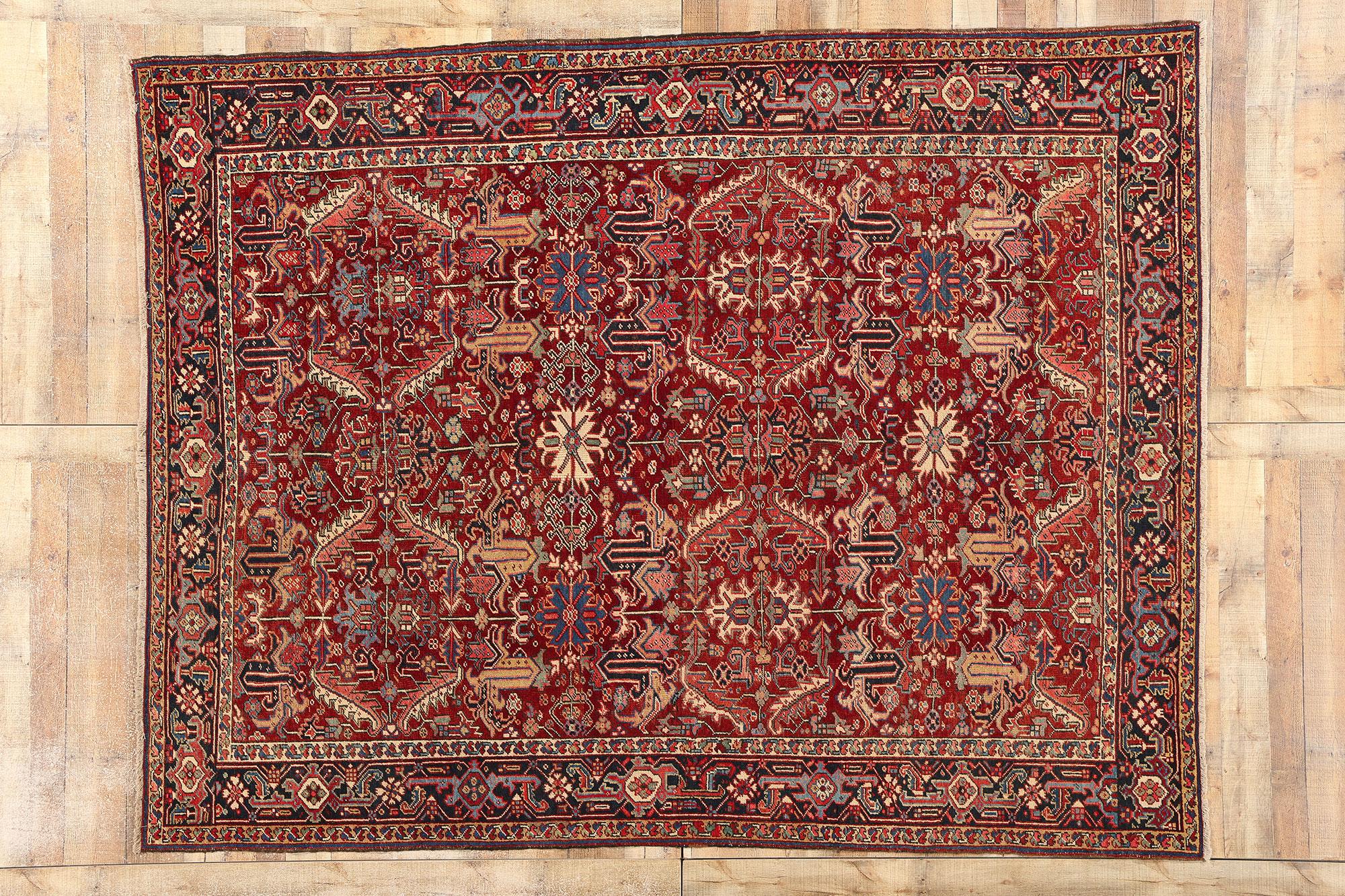 Antique Persian Dragon Serapi Heriz Carpet For Sale 2