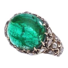 Antique Persian Emerald Diamond Gold Ring