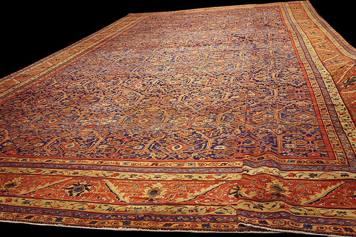 Hand-Knotted Antique Persian Farahan For Sale