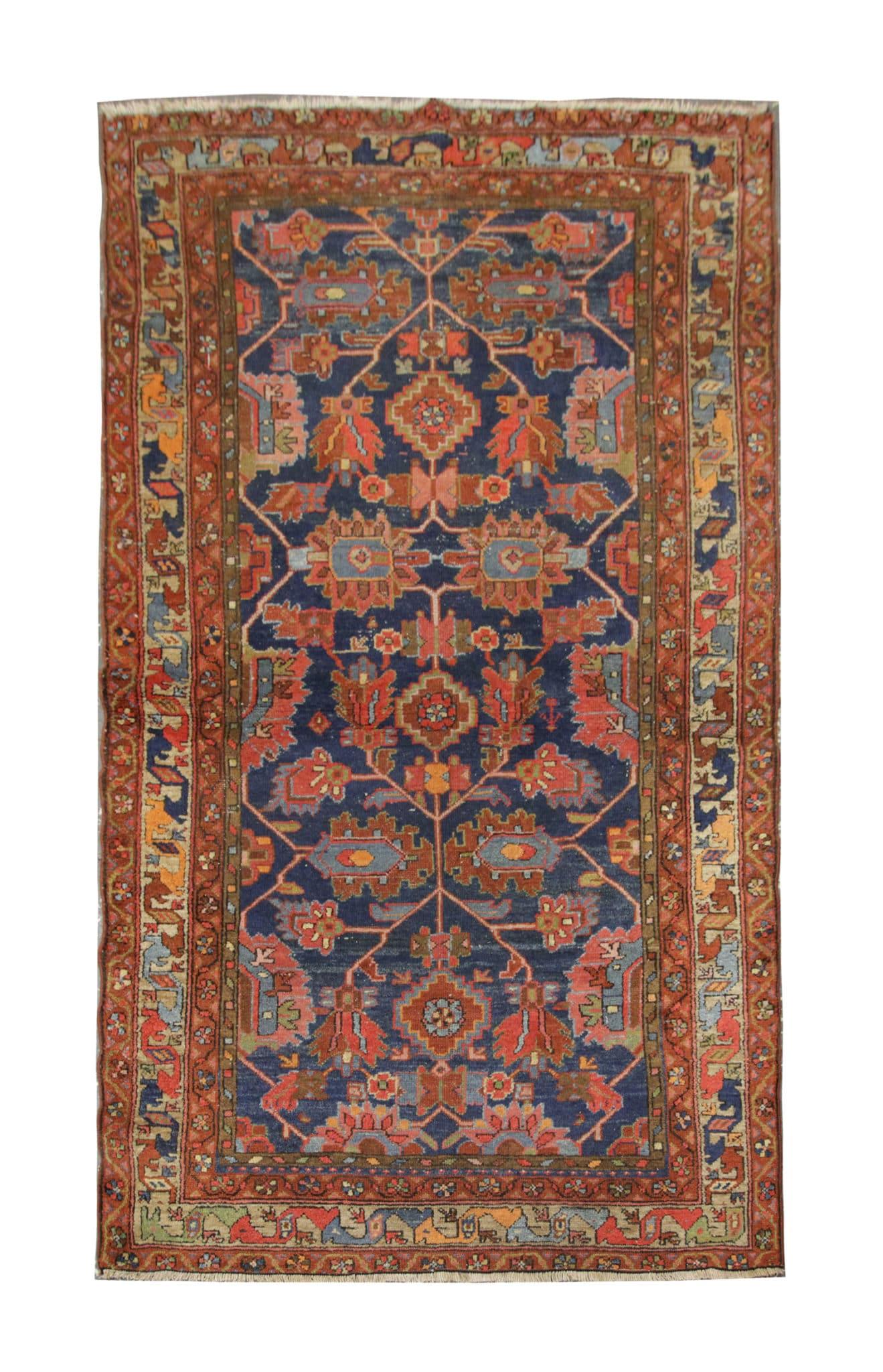 Hand-Knotted Antique Farahan Carpet, Handmade Rug All Over Design Living Room Rug For Sale