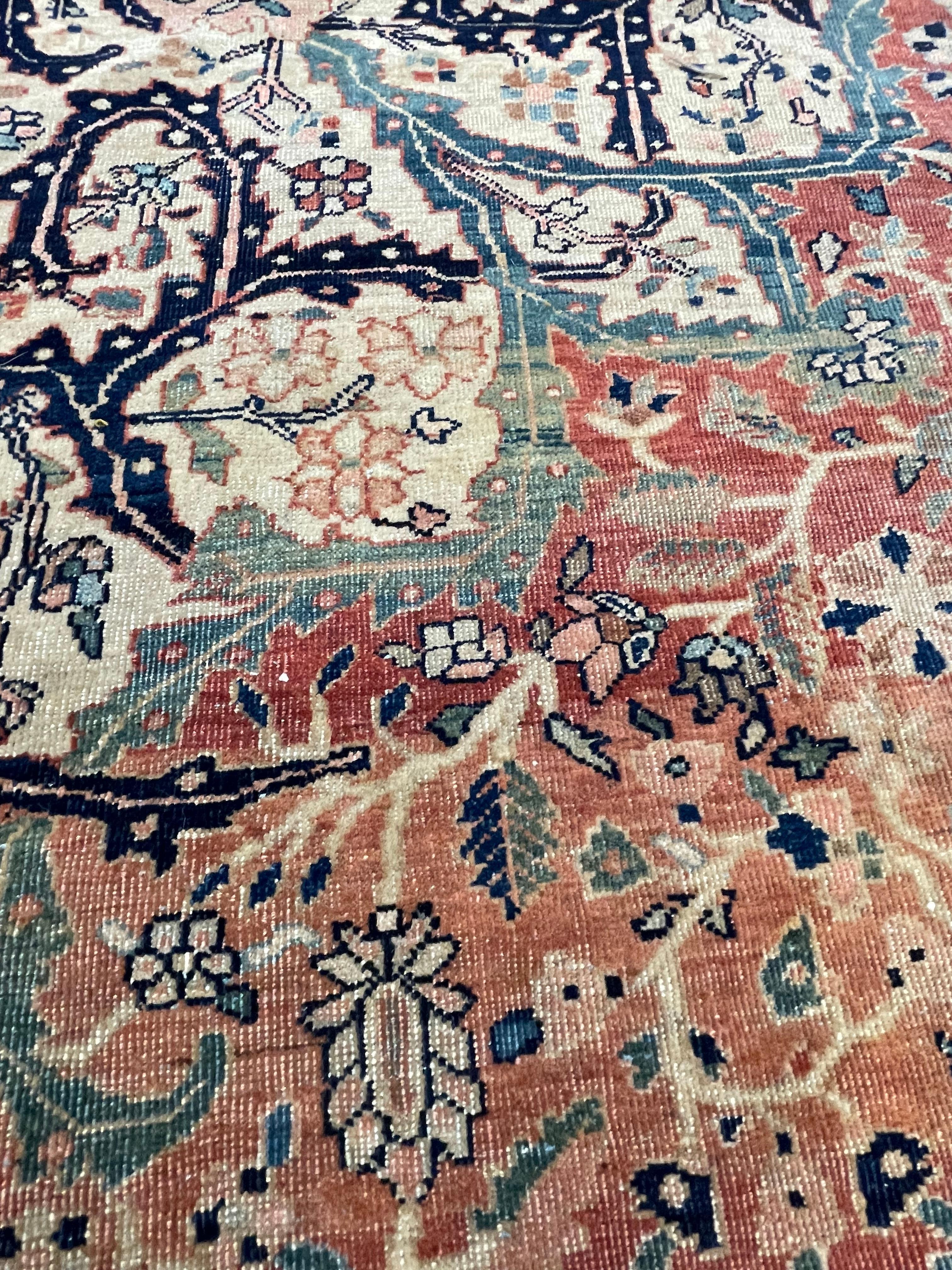 Vegetable Dyed Antique Persian Farahan, circa 1910 For Sale
