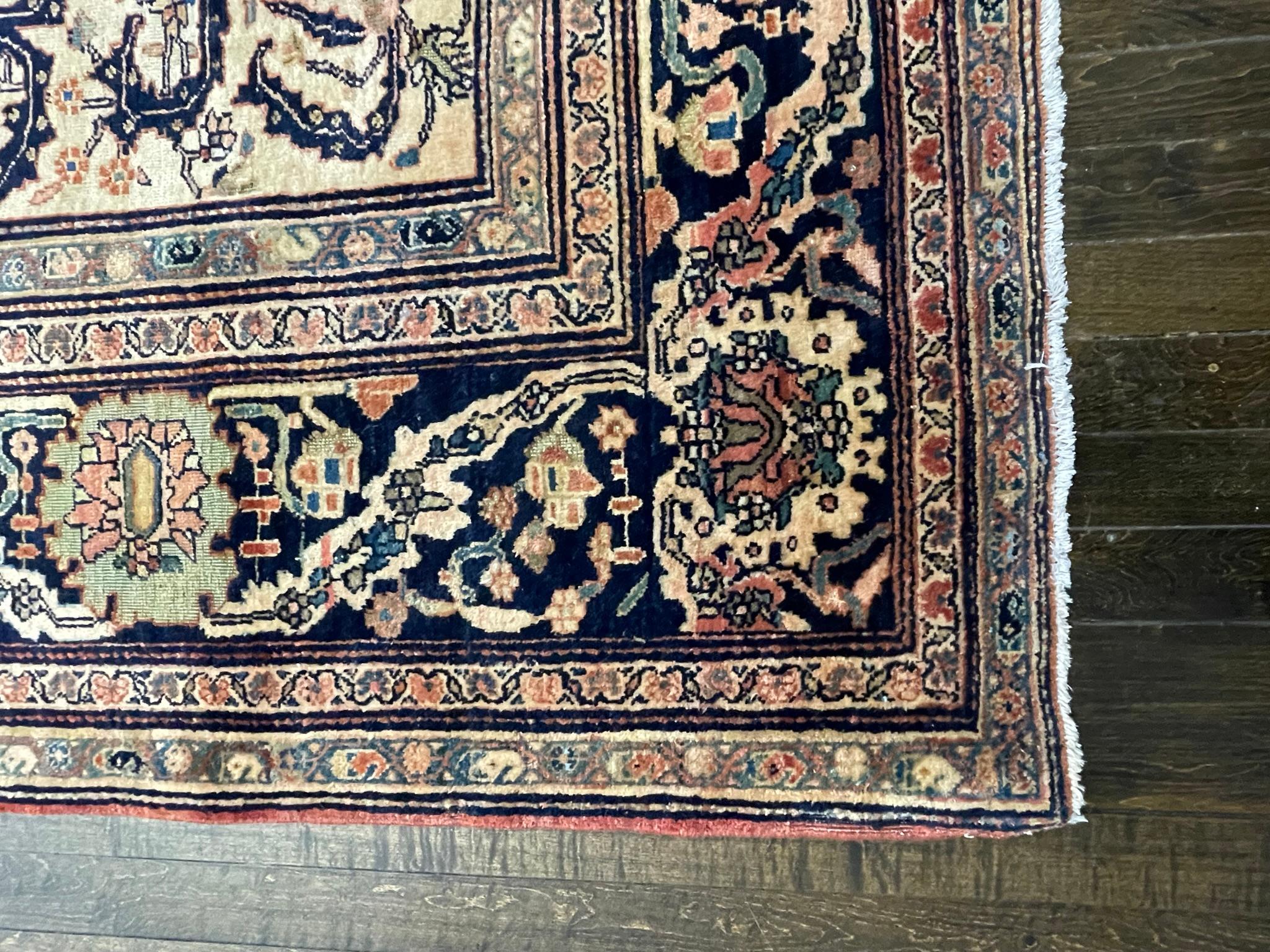 Wool Antique Persian Farahan, circa 1910 For Sale
