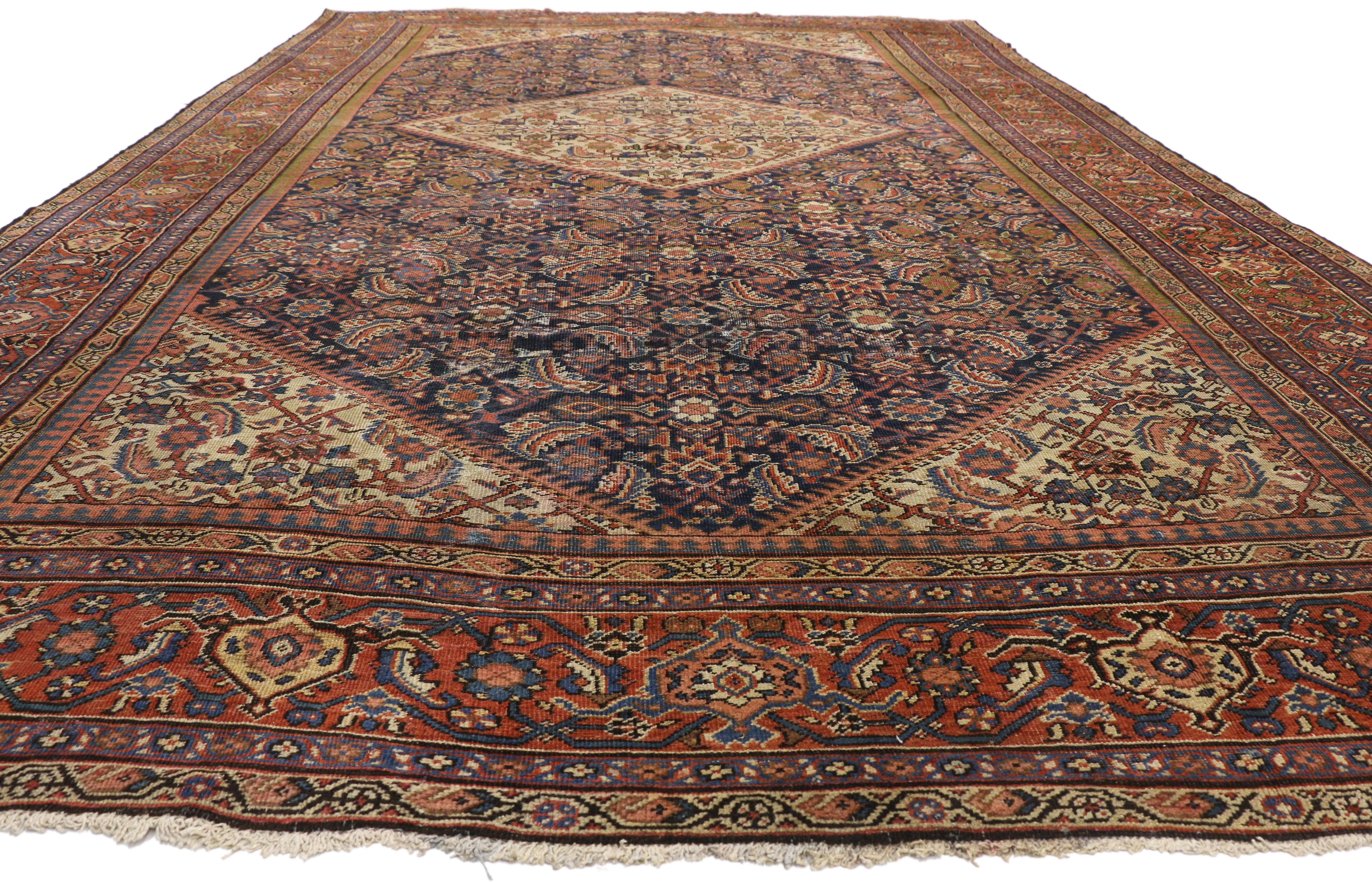 Sarouk Farahan Antique Persian Farahan Gallery Rug with Modern Traditional Style For Sale