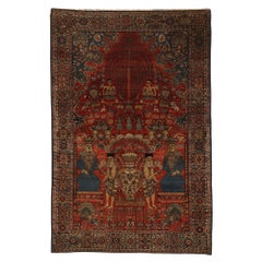 Ancien tapis pictural persan Farahan Tableau