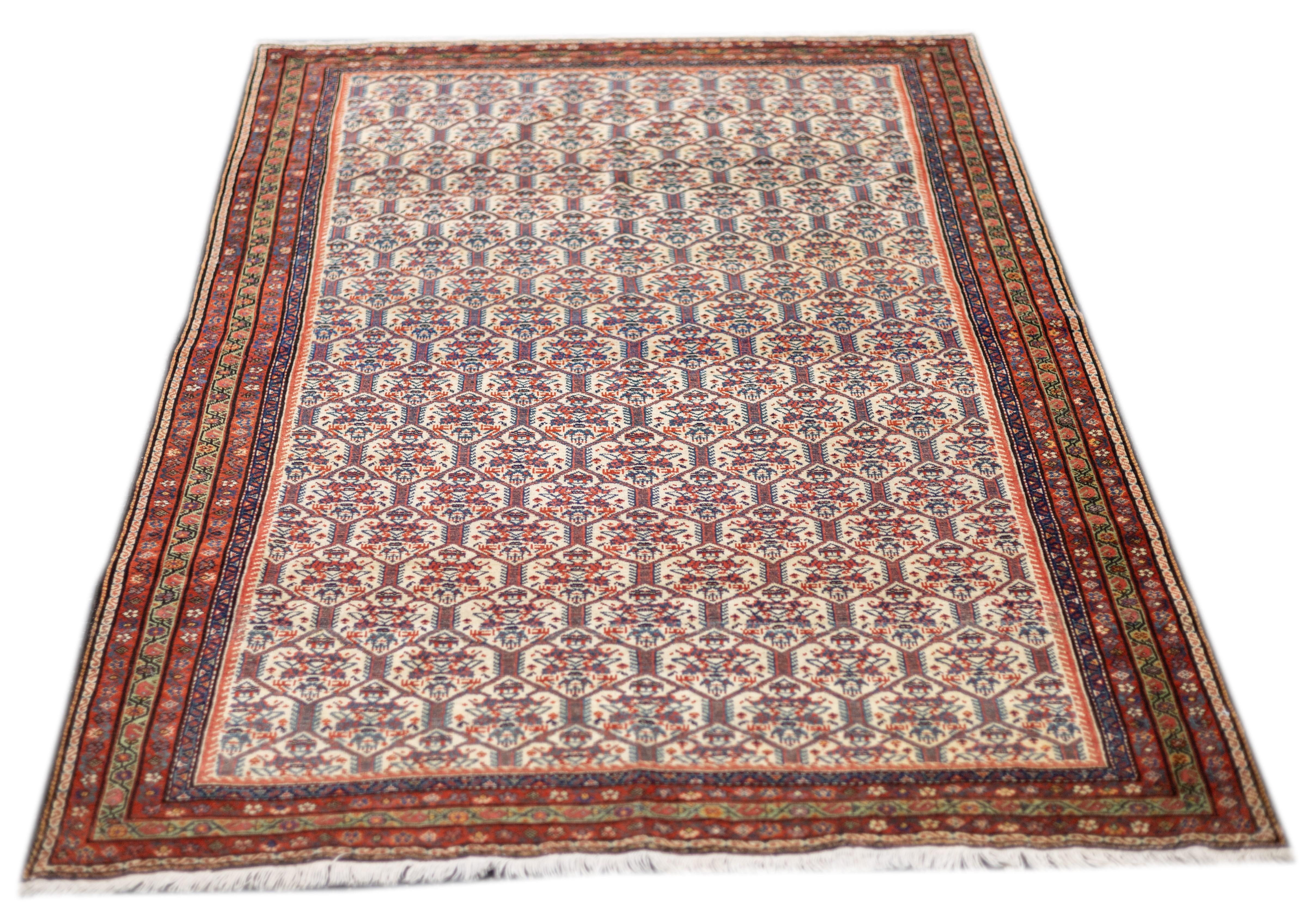 Antique Persian Farahan Rug 4'4'' x 6'6'' For Sale 5
