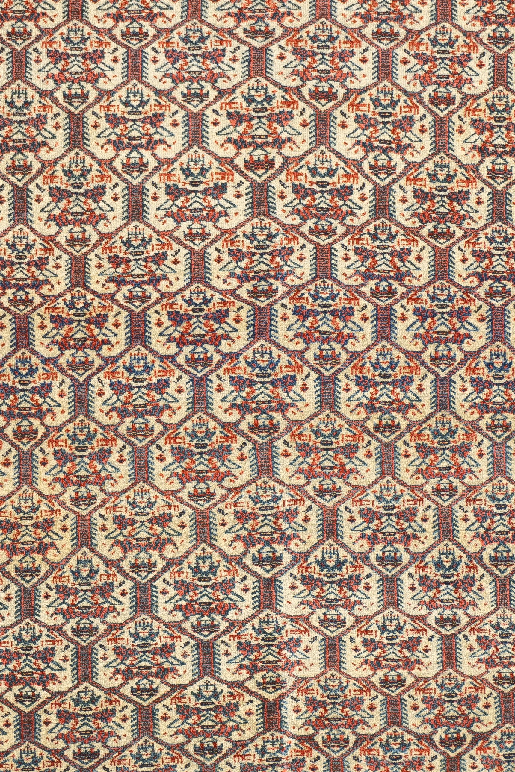 Hand-Knotted Antique Persian Farahan Rug 4'4'' x 6'6'' For Sale