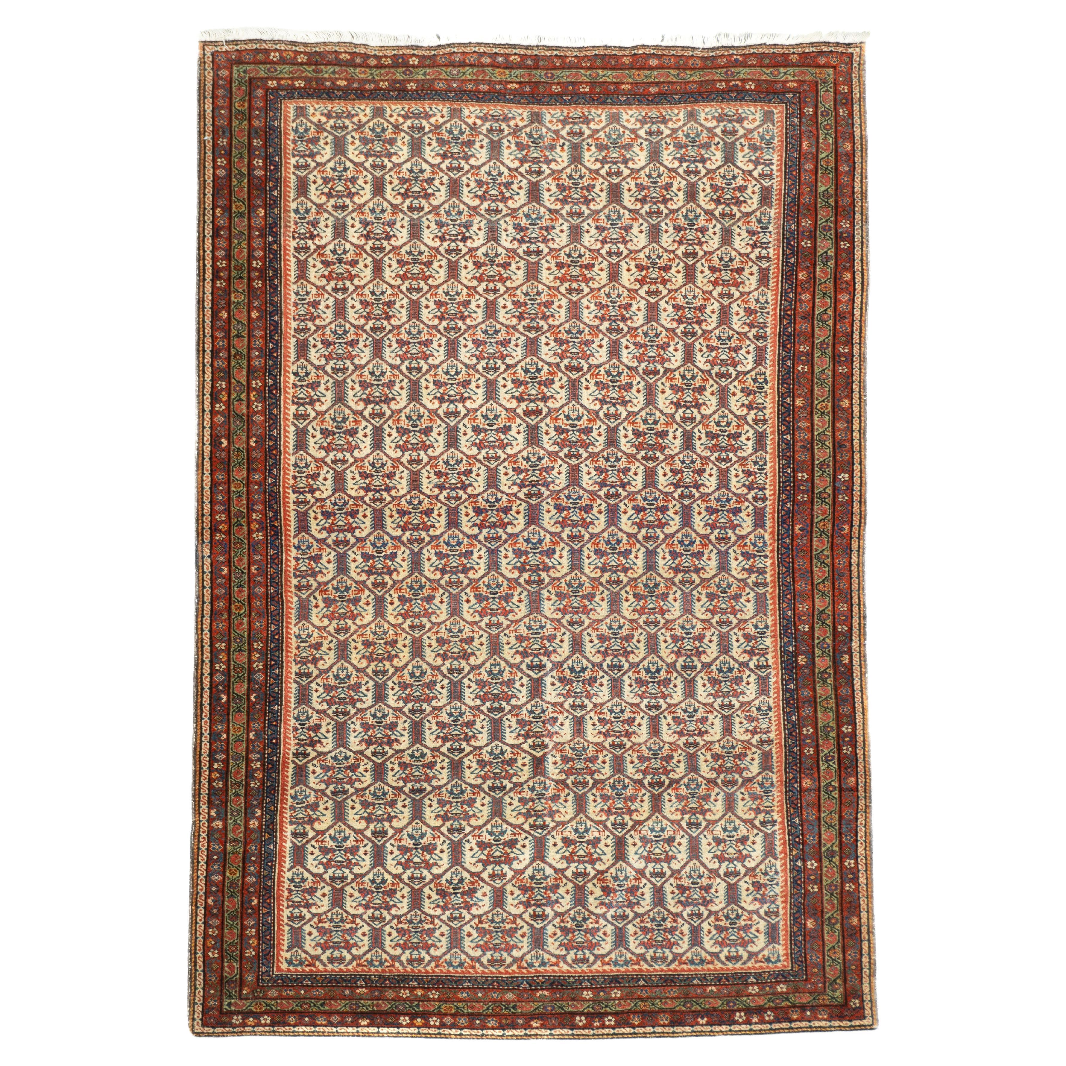Antique Persian Farahan Rug 4'4'' x 6'6'' For Sale