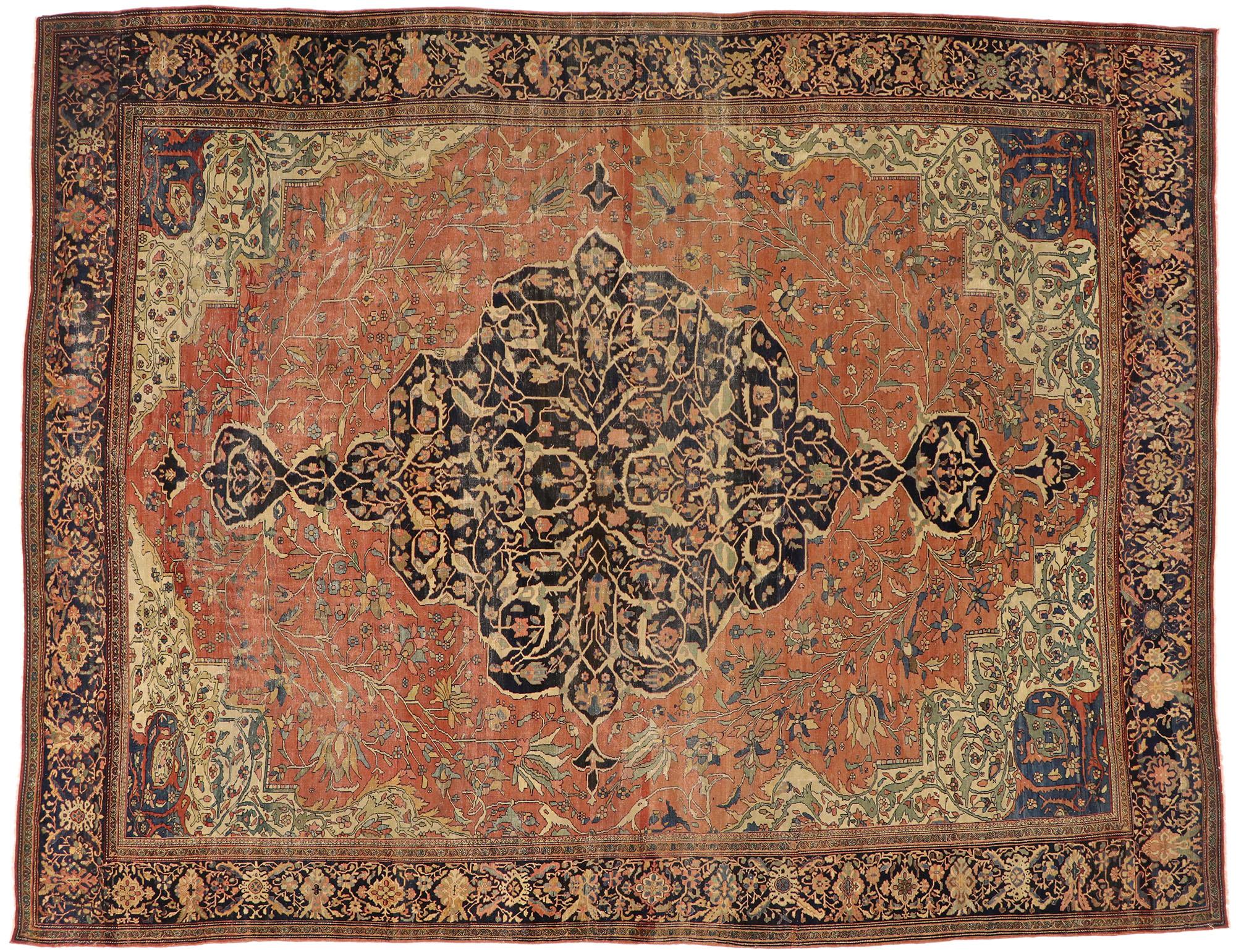 Antiker persischer Farahan-Teppich im Zustand „Gut“ im Angebot in Dallas, TX