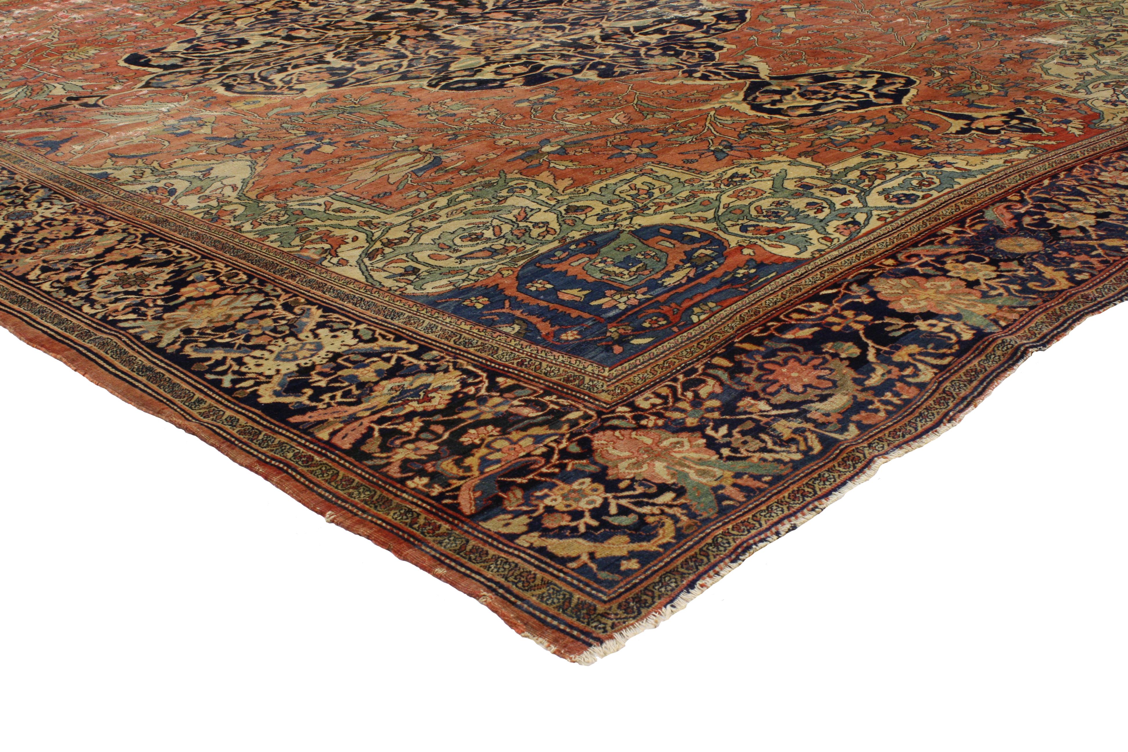 Antiker persischer Farahan-Teppich (Wolle) im Angebot