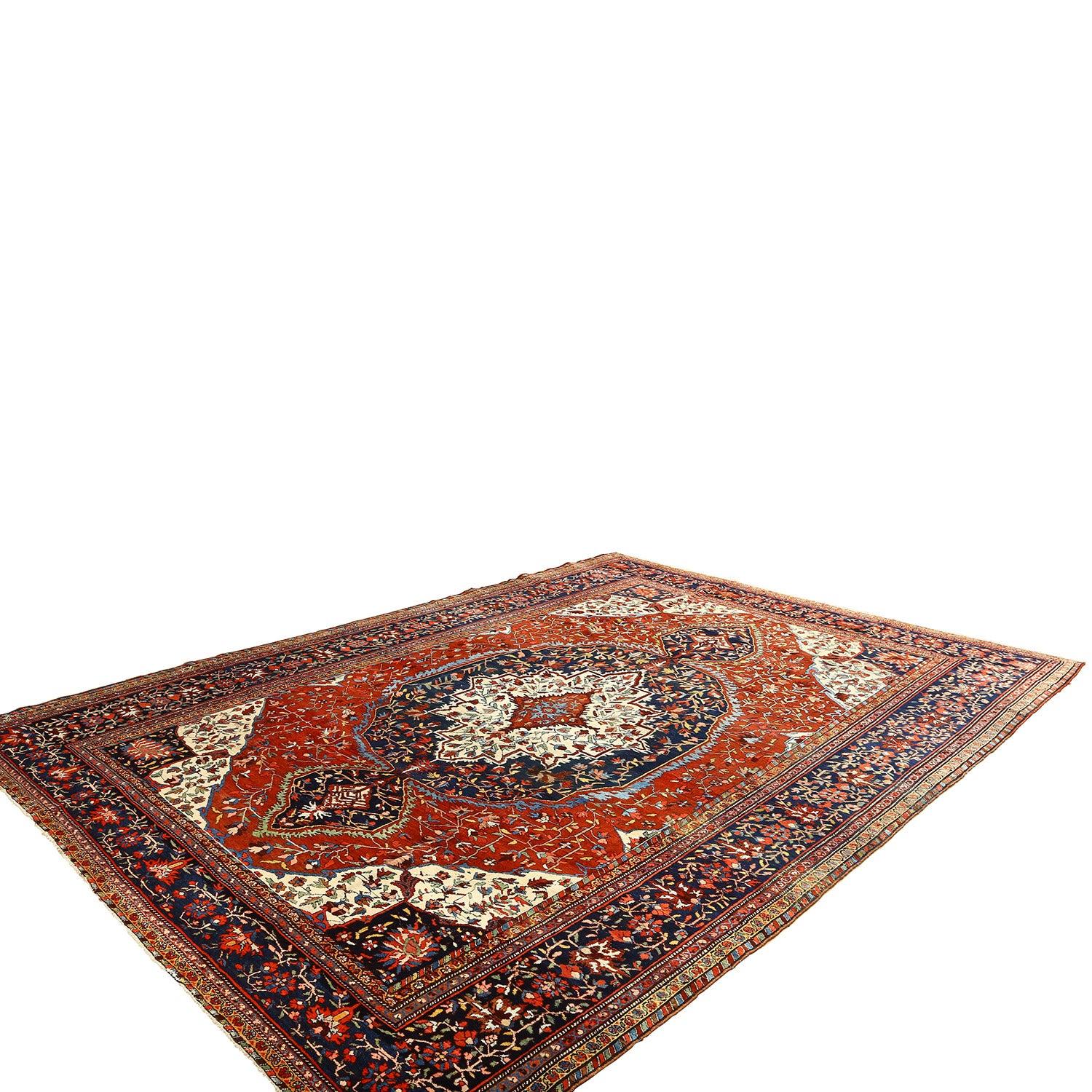 Alfombra Persa Antigua Farahan - Tamaño: 12'2 X 9'2 Anudado a mano en venta