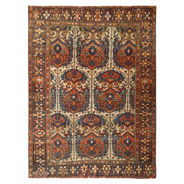 Tapis persan Farahan ancien - Taille : 4 pieds 8 po. x 3 pieds 5 po.