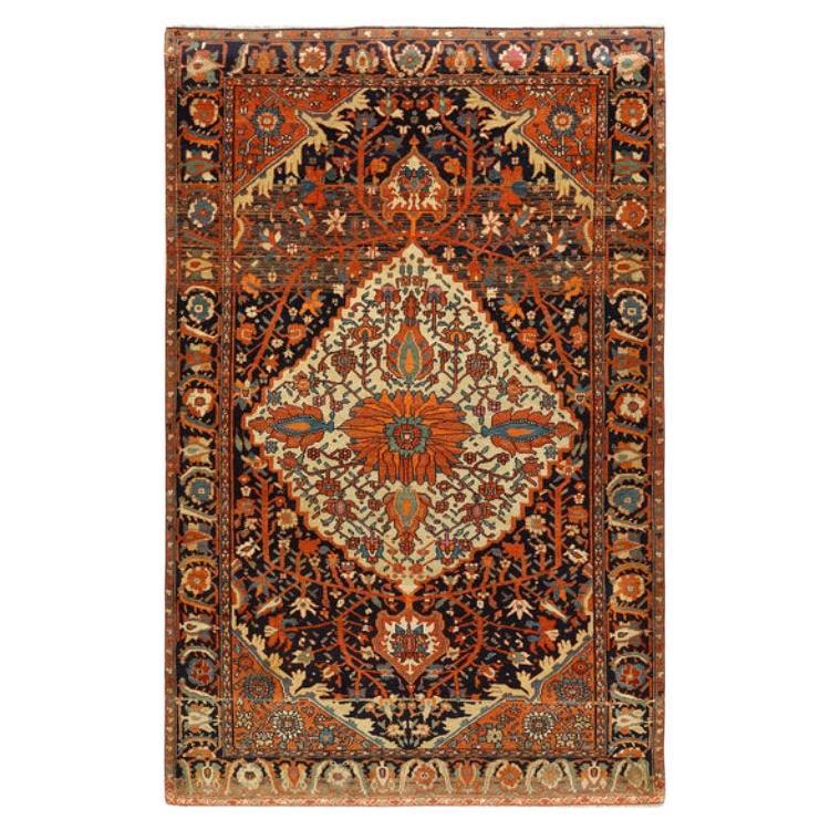 Alfombra Persa Antigua Farahan - Tamaño: 1,80 m x 1,80 m