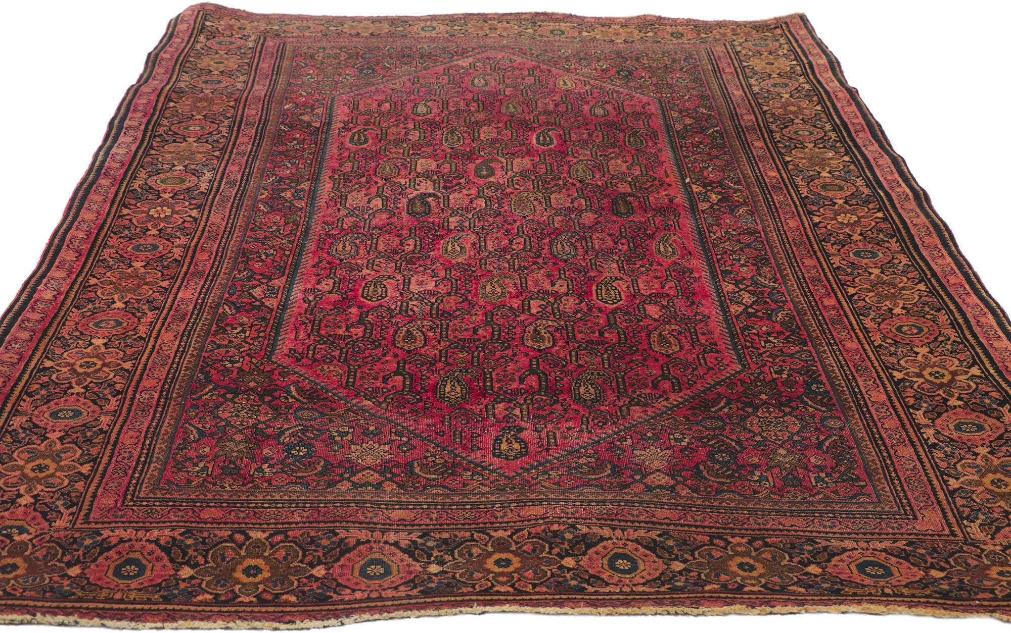 Sarouk Farahan Antique Persian Farahan Rug with Boteh Design For Sale