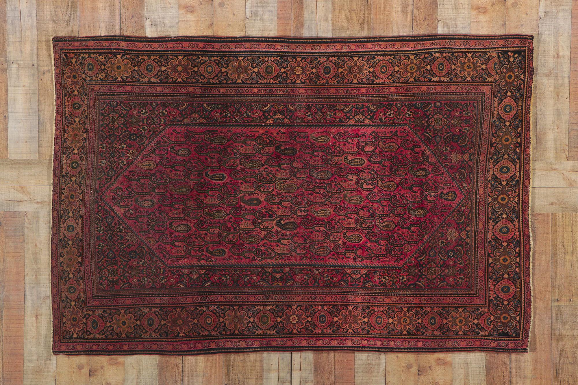 Antique Persian Farahan Rug with Boteh Design For Sale 1