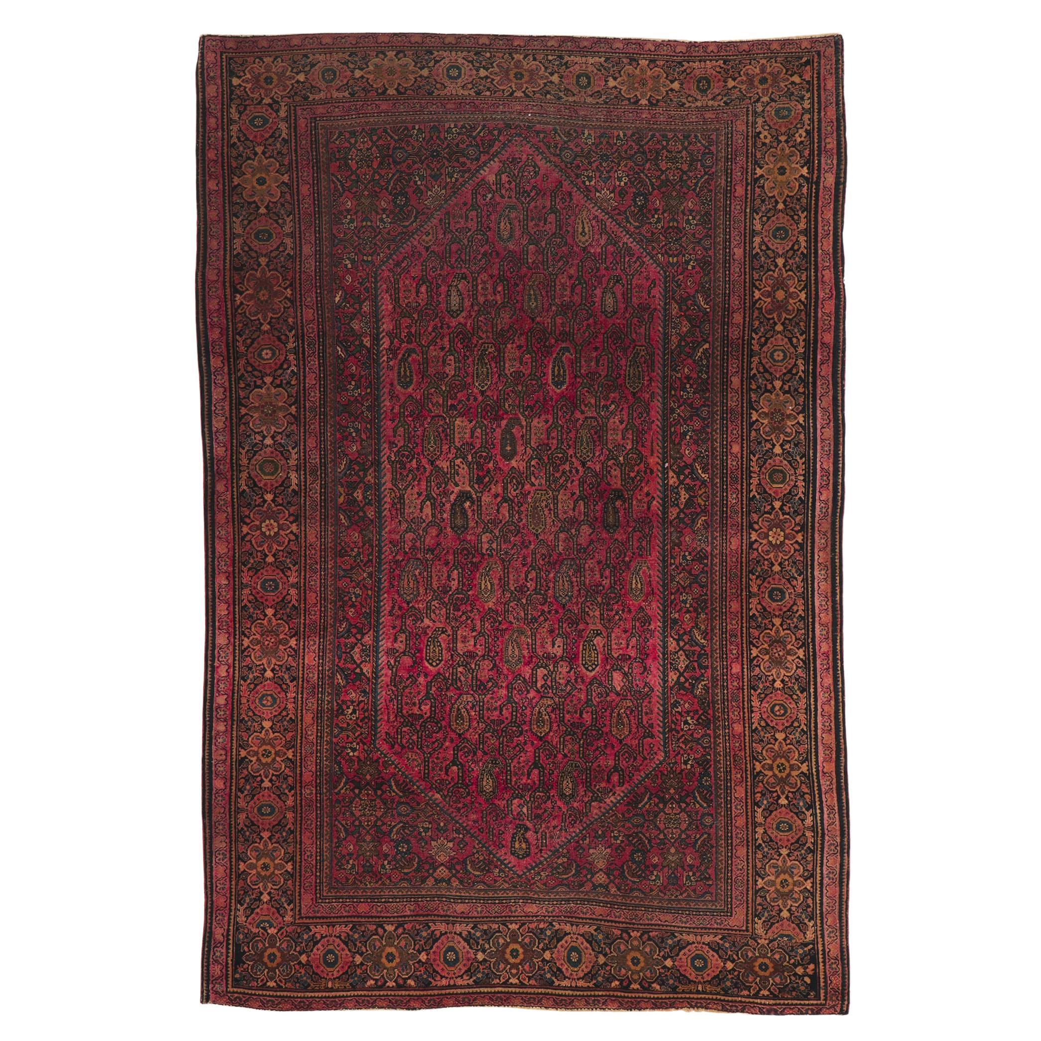 Antique Persian Farahan Rug with Boteh Design