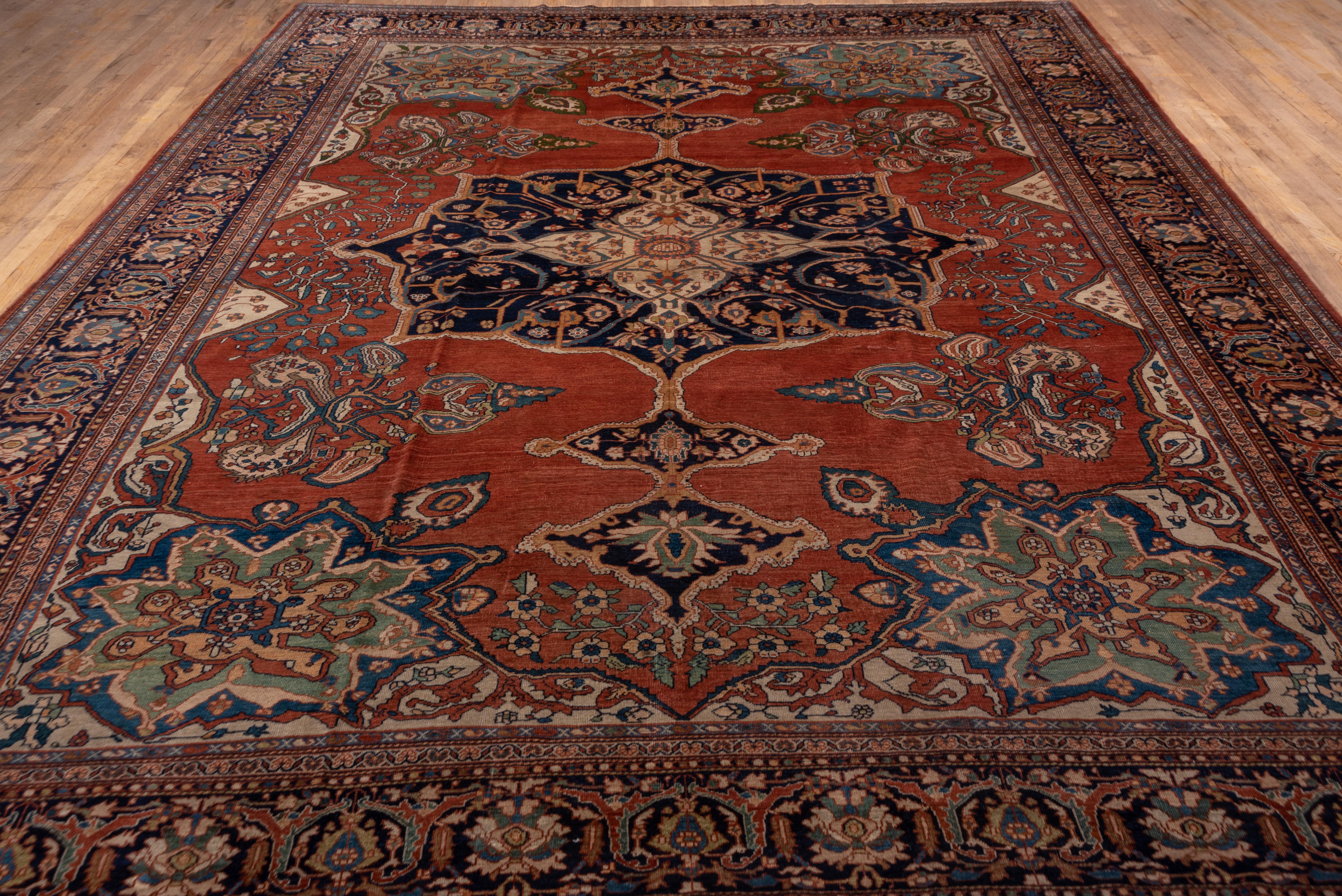 Wool Antique Persian Farahan Sarouk Carpet For Sale