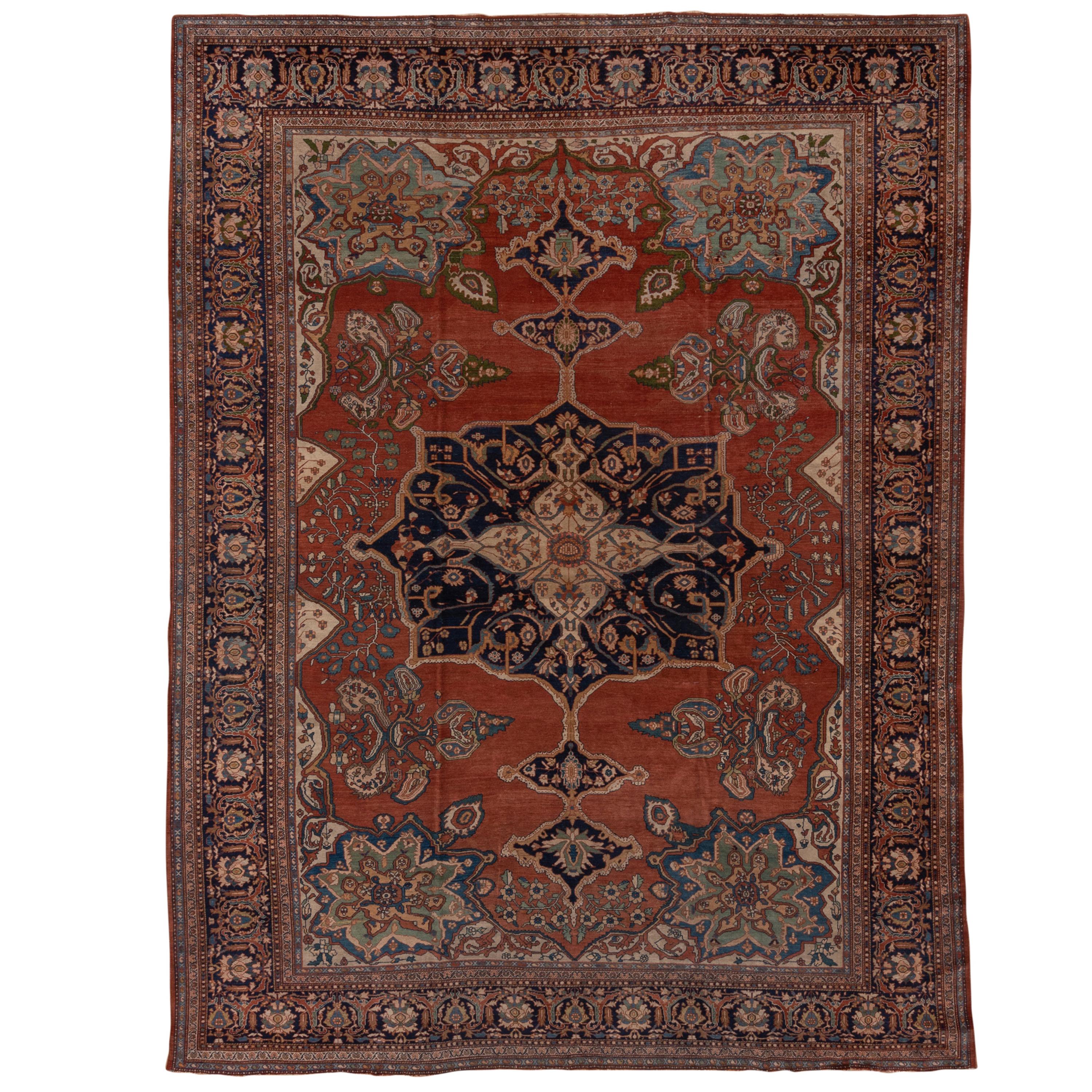 Antique Persian Farahan Sarouk Carpet For Sale