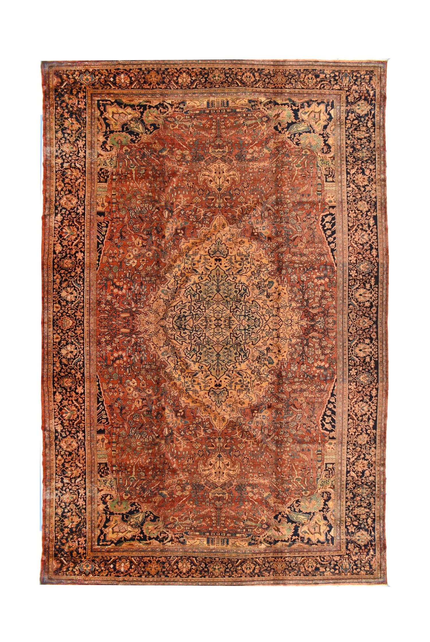 Antiker persischer Farahan Sarouk-Teppich 12'0'' x 19'6'' (Asiatisch) im Angebot