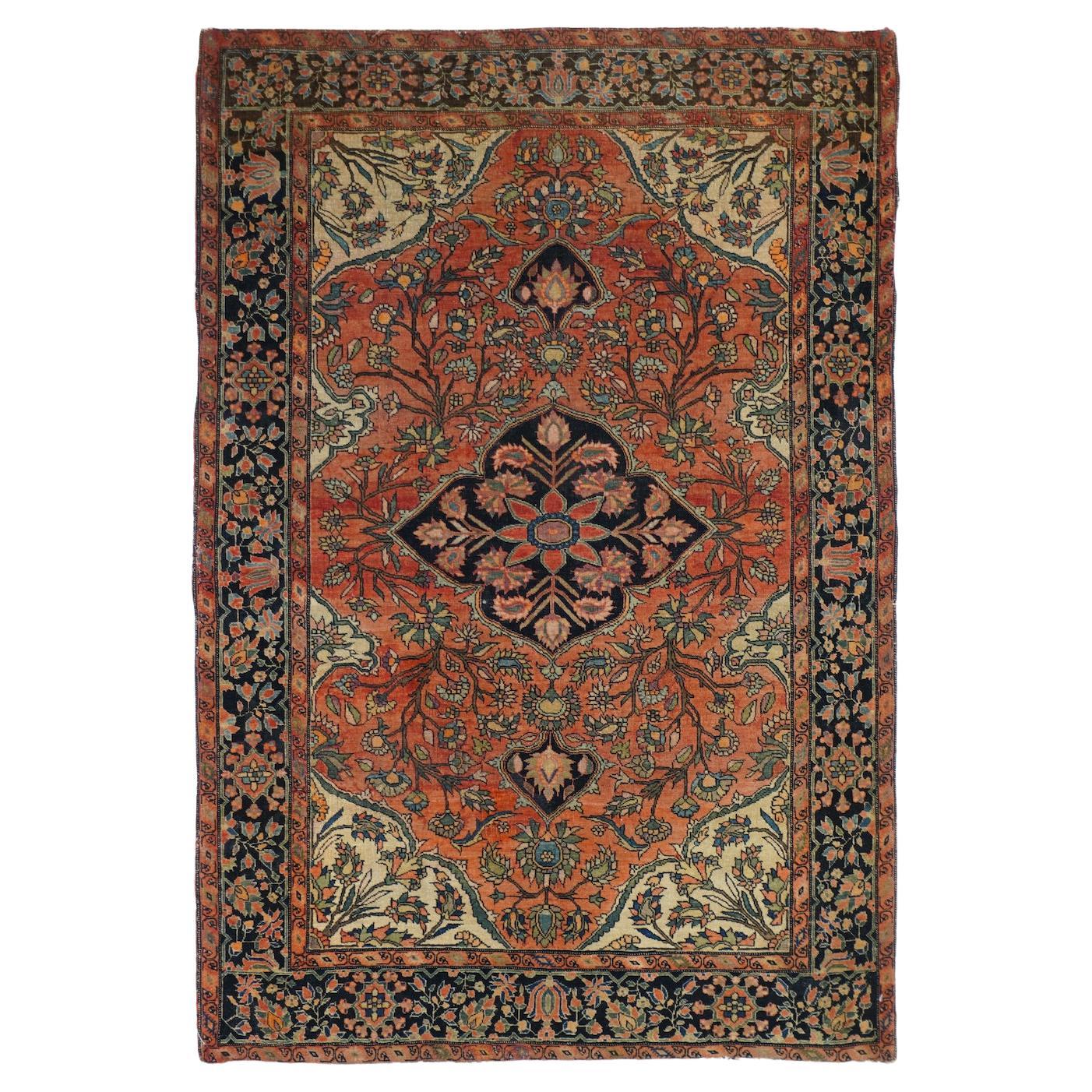 Antique Persian Farahan Sarouk Rug 3'4'' x 4'10''