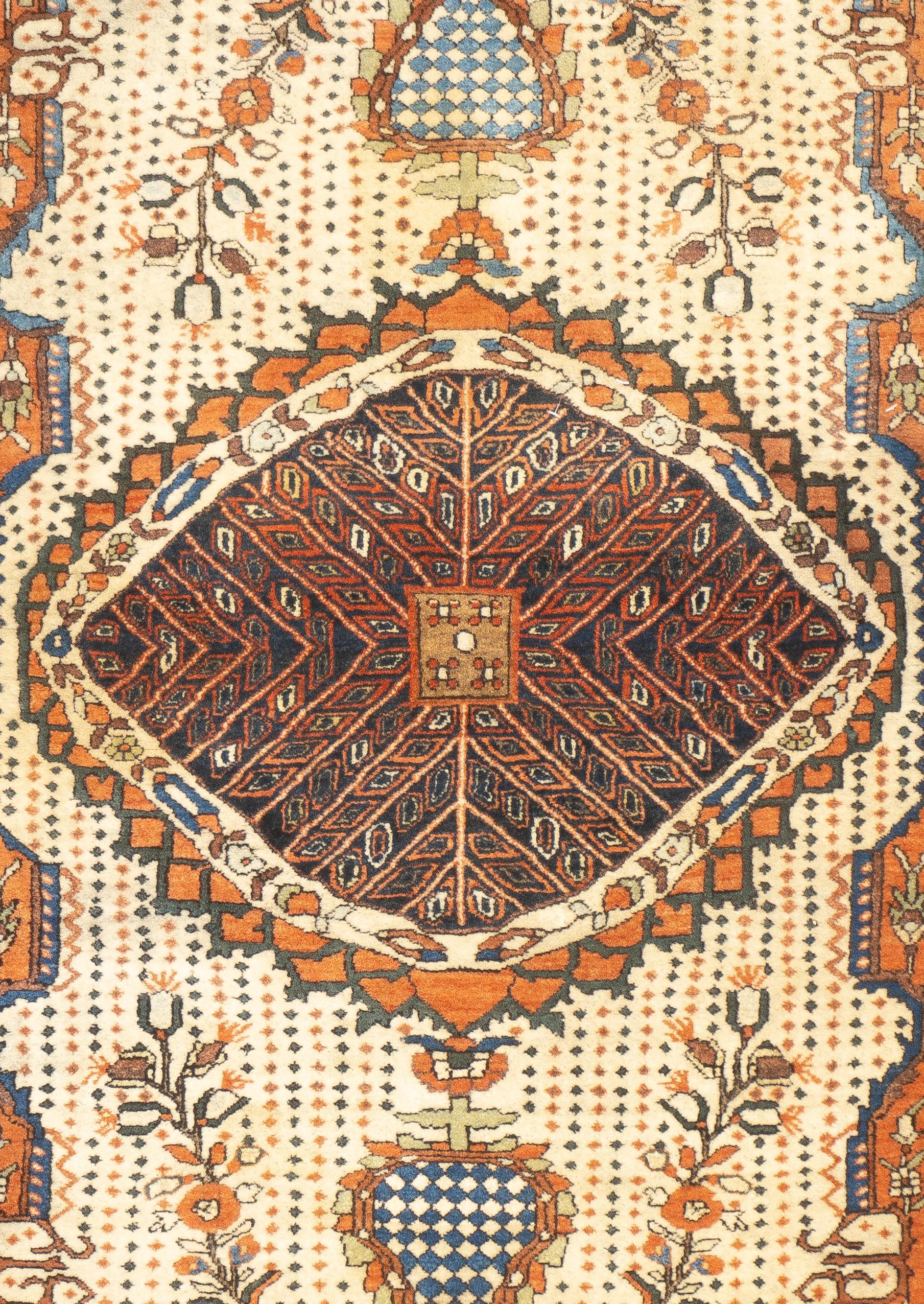 Hand-Knotted Antique Persian Farahan Sarouk Rug 3'4'' x 4'11'' For Sale