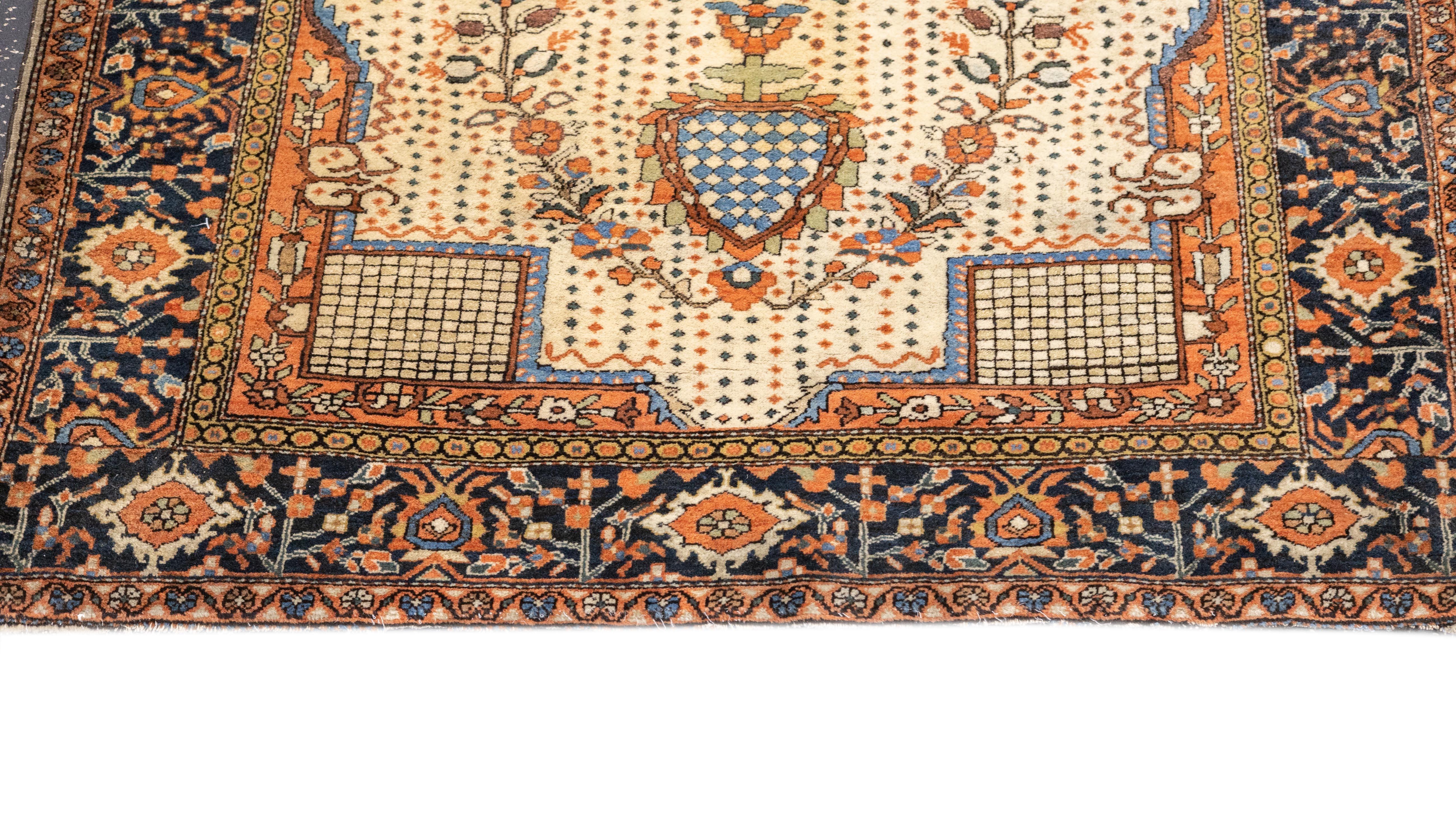 19th Century Antique Persian Farahan Sarouk Rug 3'4'' x 4'11'' For Sale