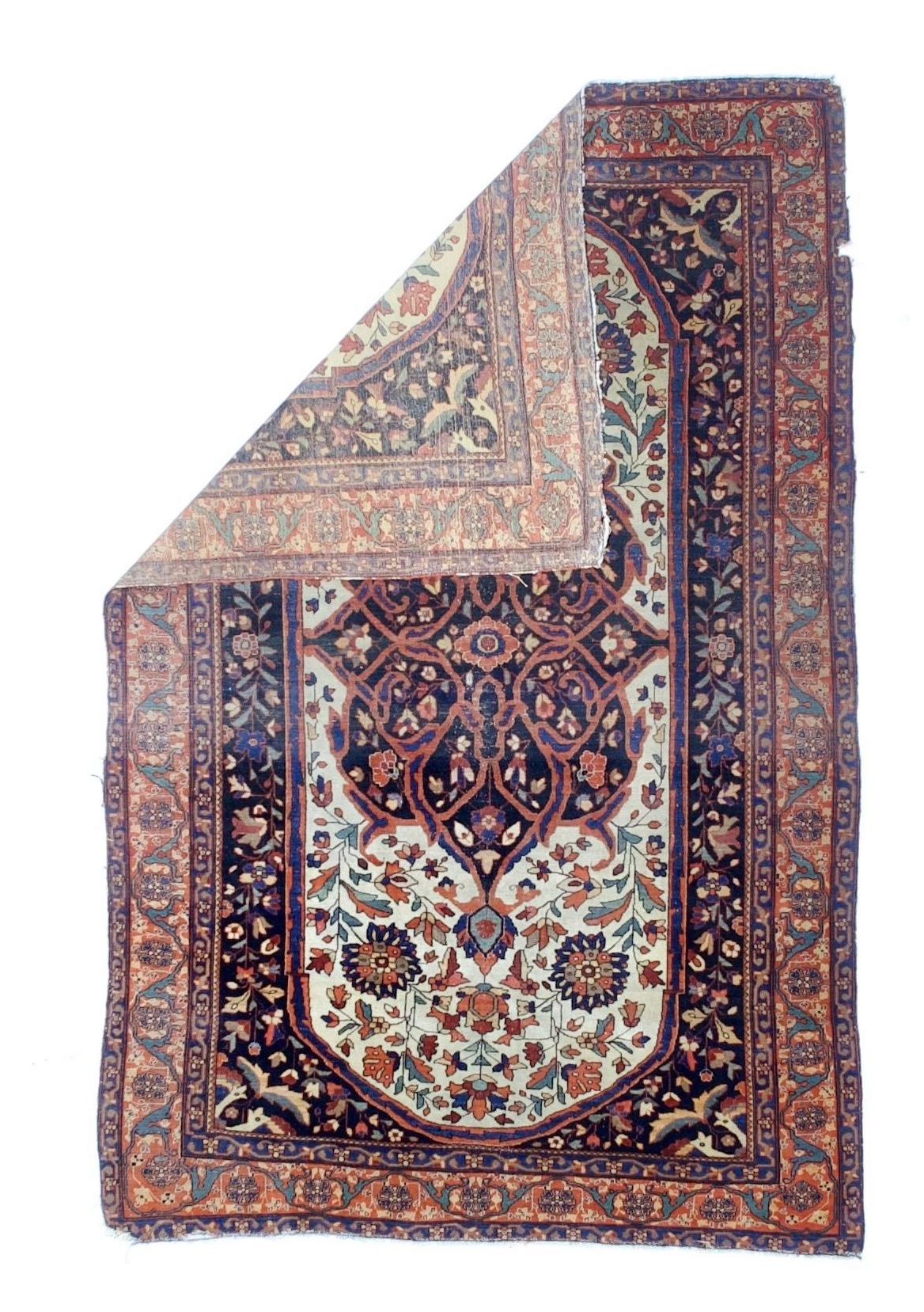 Antiker persischer Farahan Sarouk-Teppich 4'2