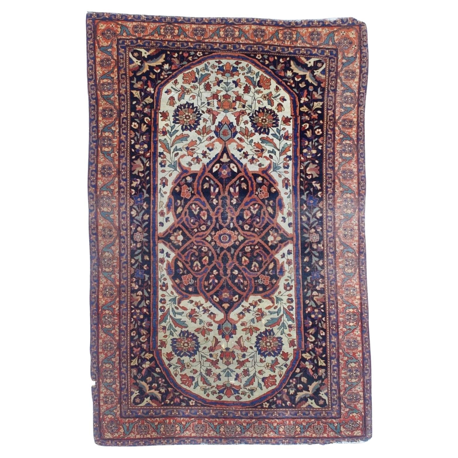 Antique Persian Farahan Sarouk Rug 4’2" x 6’6"