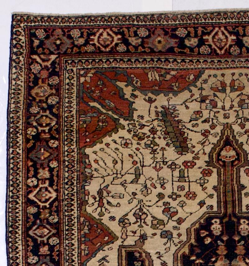 Annodato a mano Tappeto antico persiano Sarouk Farahan 4'3