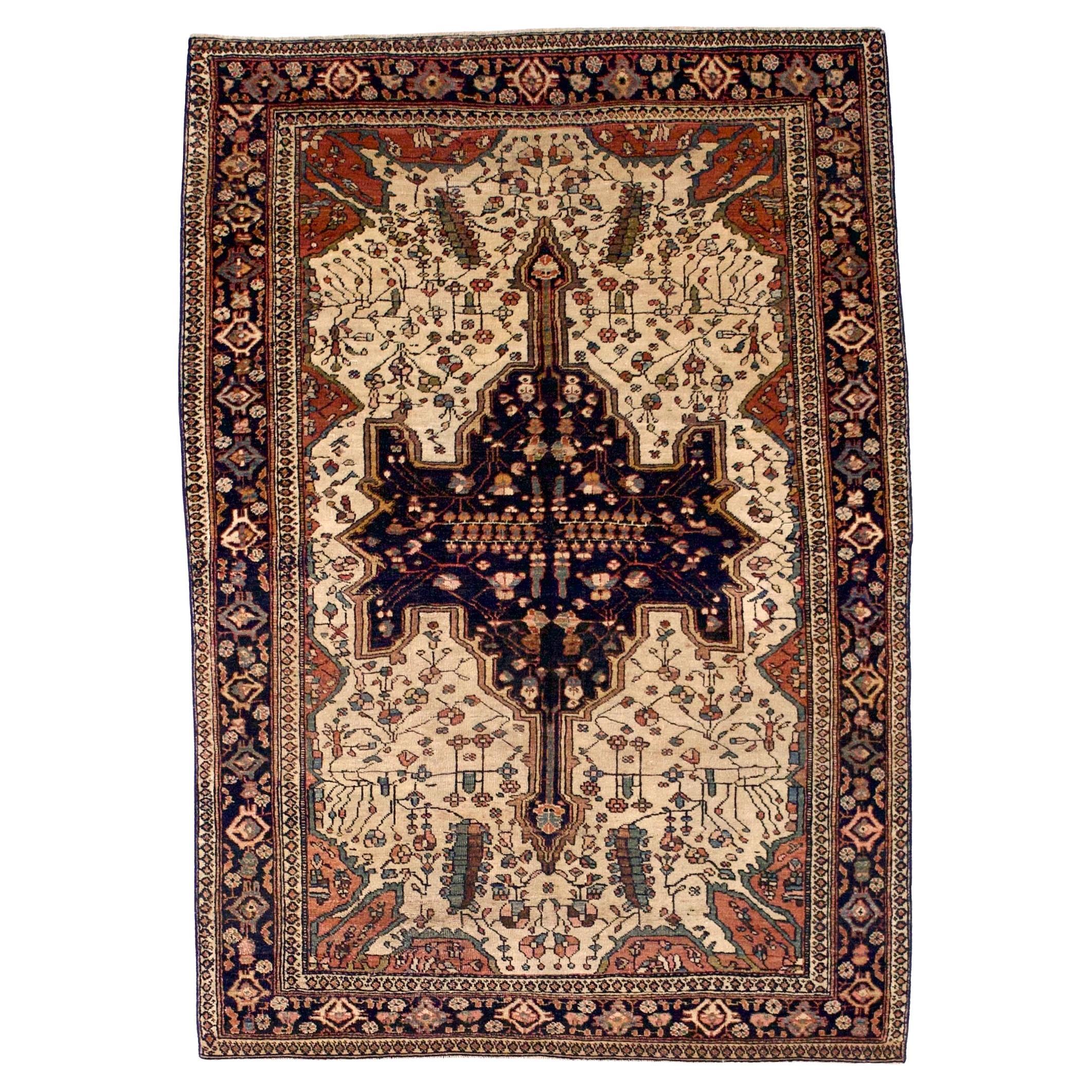 Antique Tapis Persan Sarouk Farahan 4'3" x 6'6"