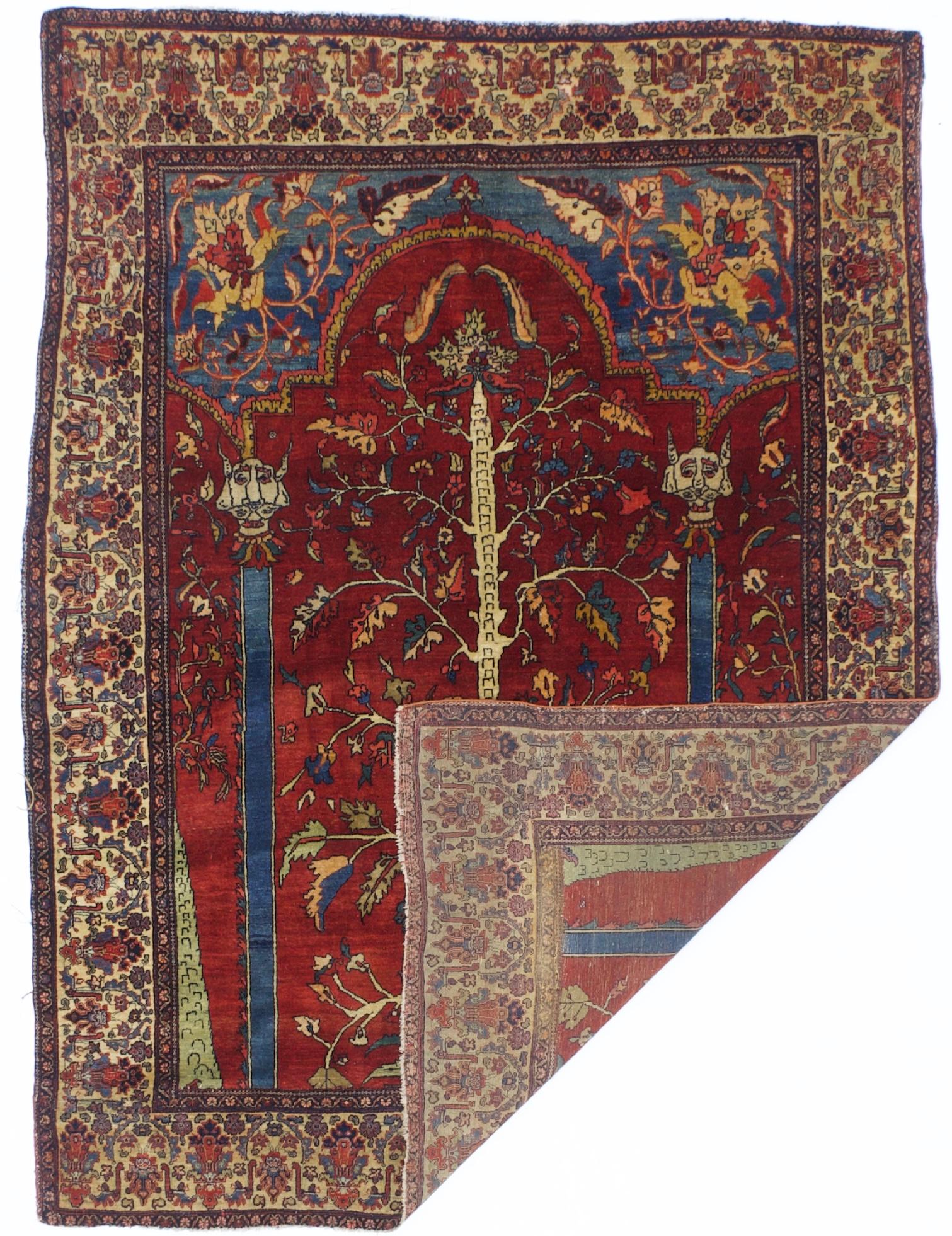 Antique Persian Farahan Sarouk Rug 4'4