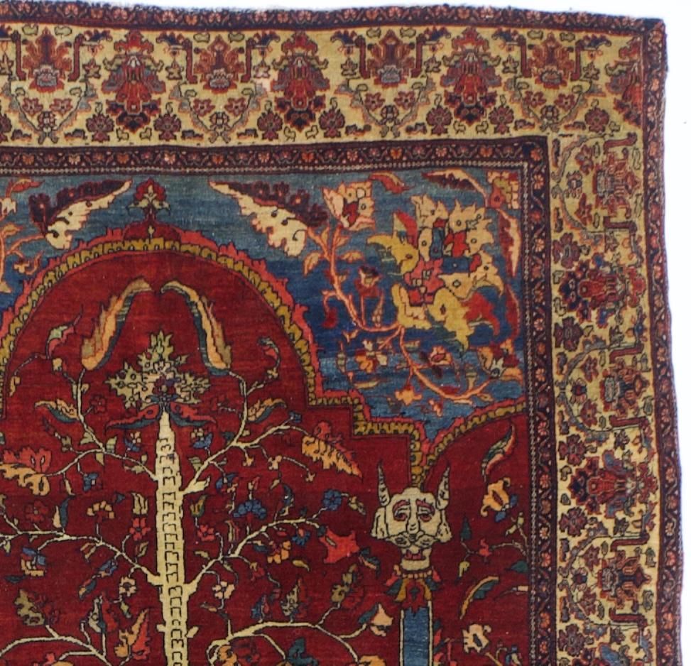 19th Century Antique Persian Farahan Sarouk Rug 4'4
