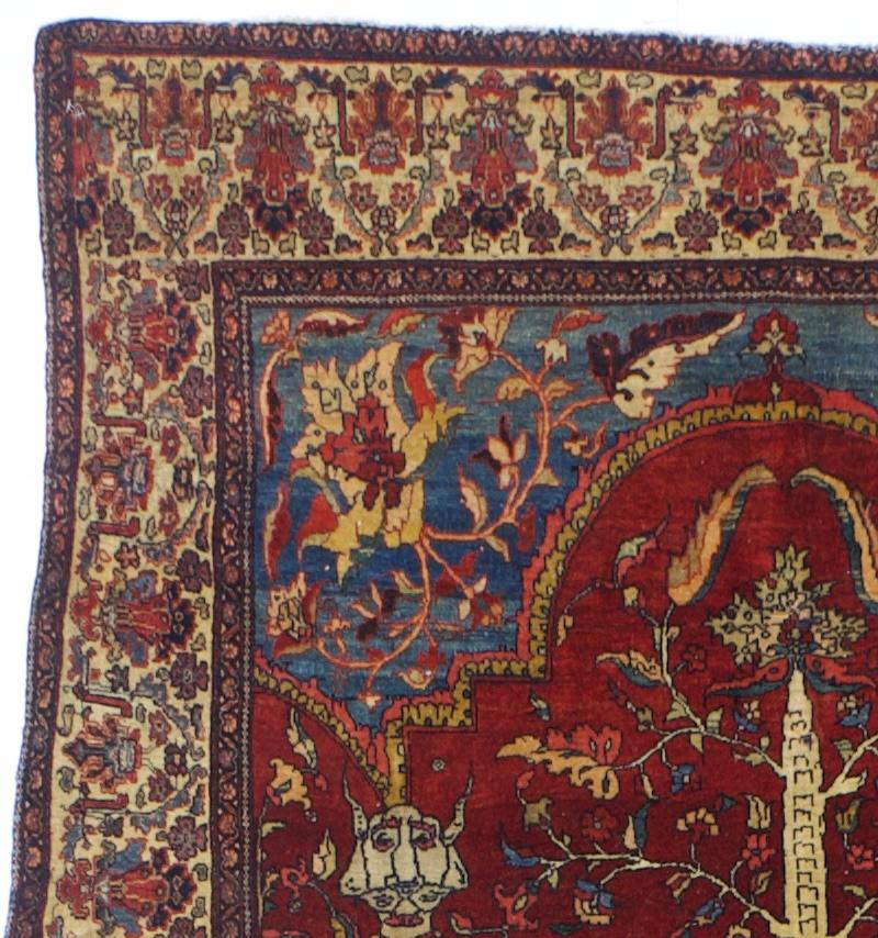 Wool Antique Persian Farahan Sarouk Rug 4'4