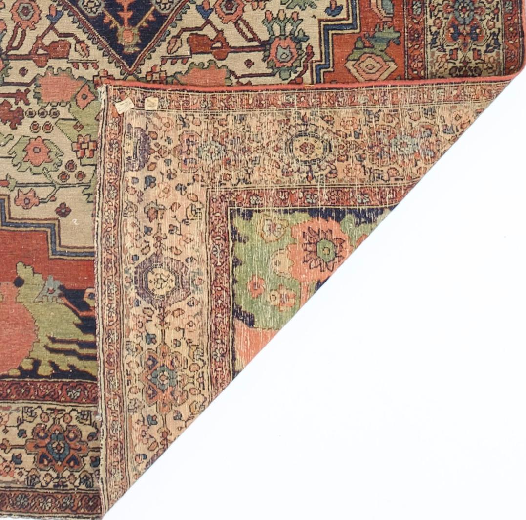 XIX secolo Tappeto antico persiano Sarouk Farahan 4'4