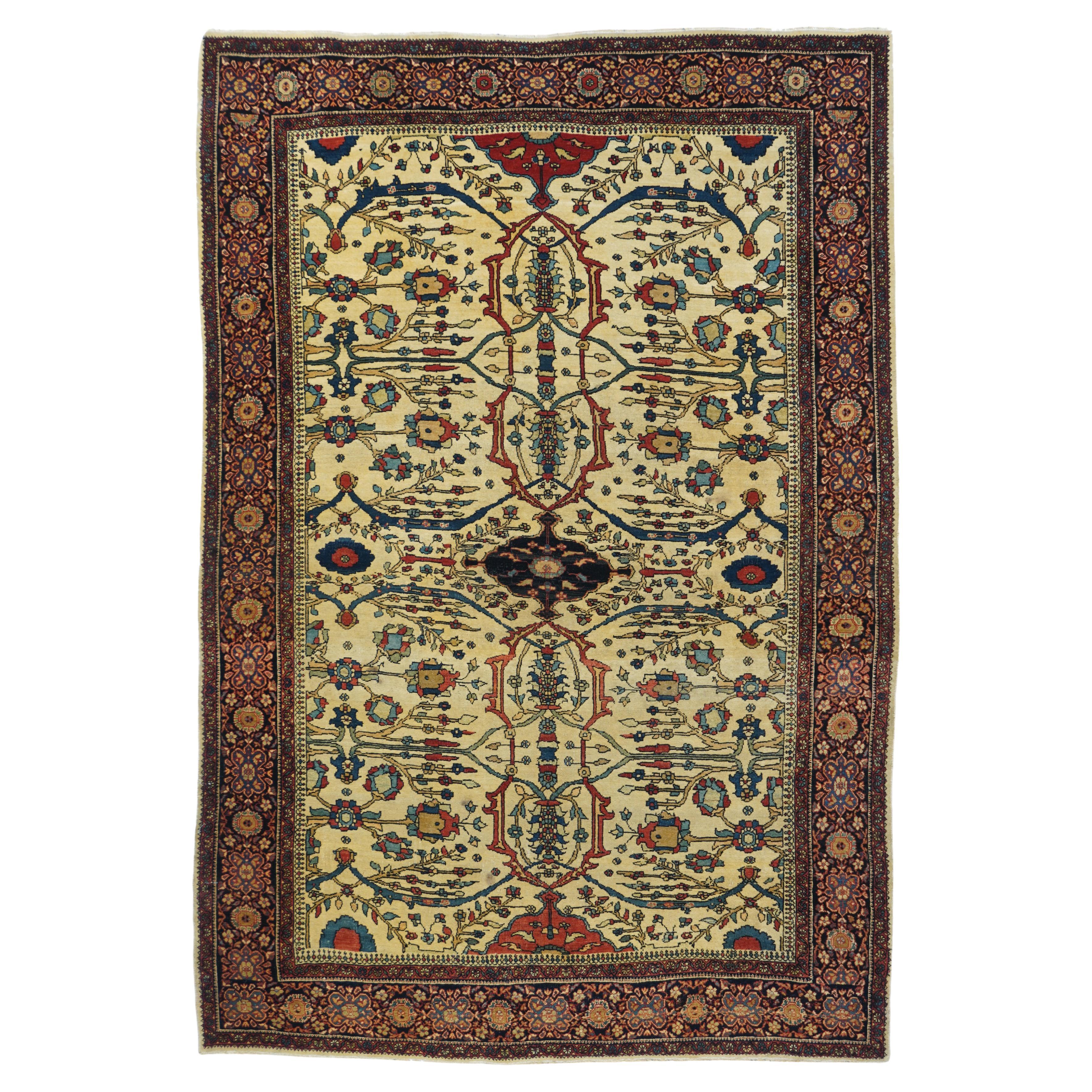 Antique Persian Farahan Sarouk Rug 4’4" x 6’6"