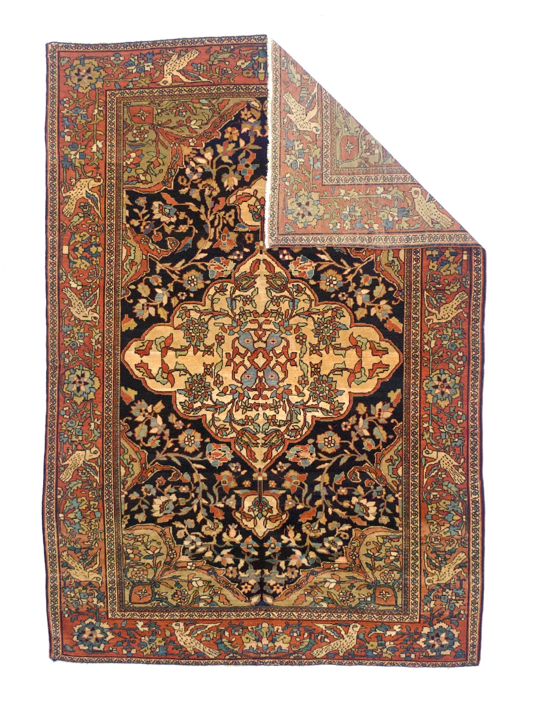 Antiker persischer Farahan Sarouk-Teppich 4'6