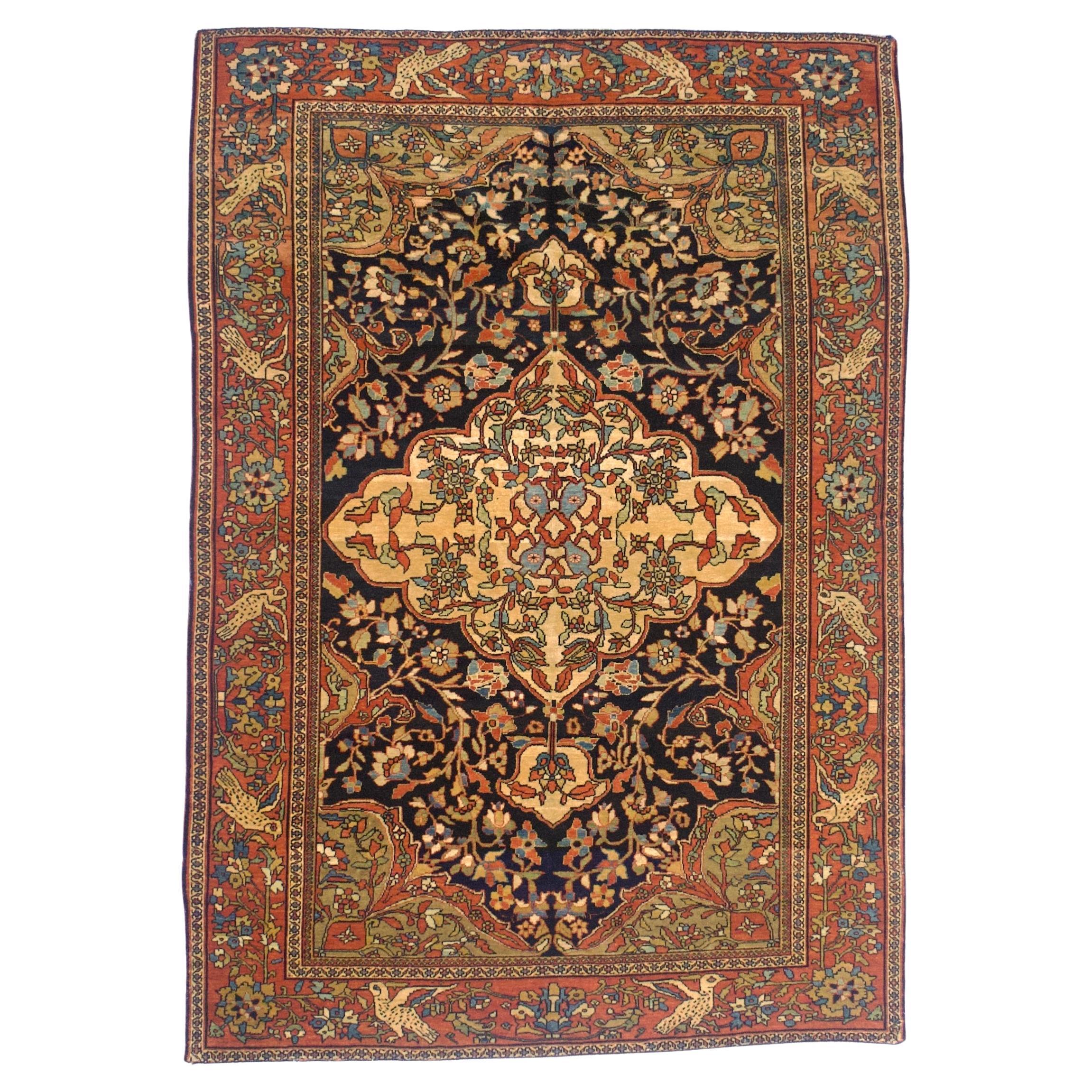 Antique Tapis Persan Sarouk Farahan 4'6 x 6'6" (en anglais)