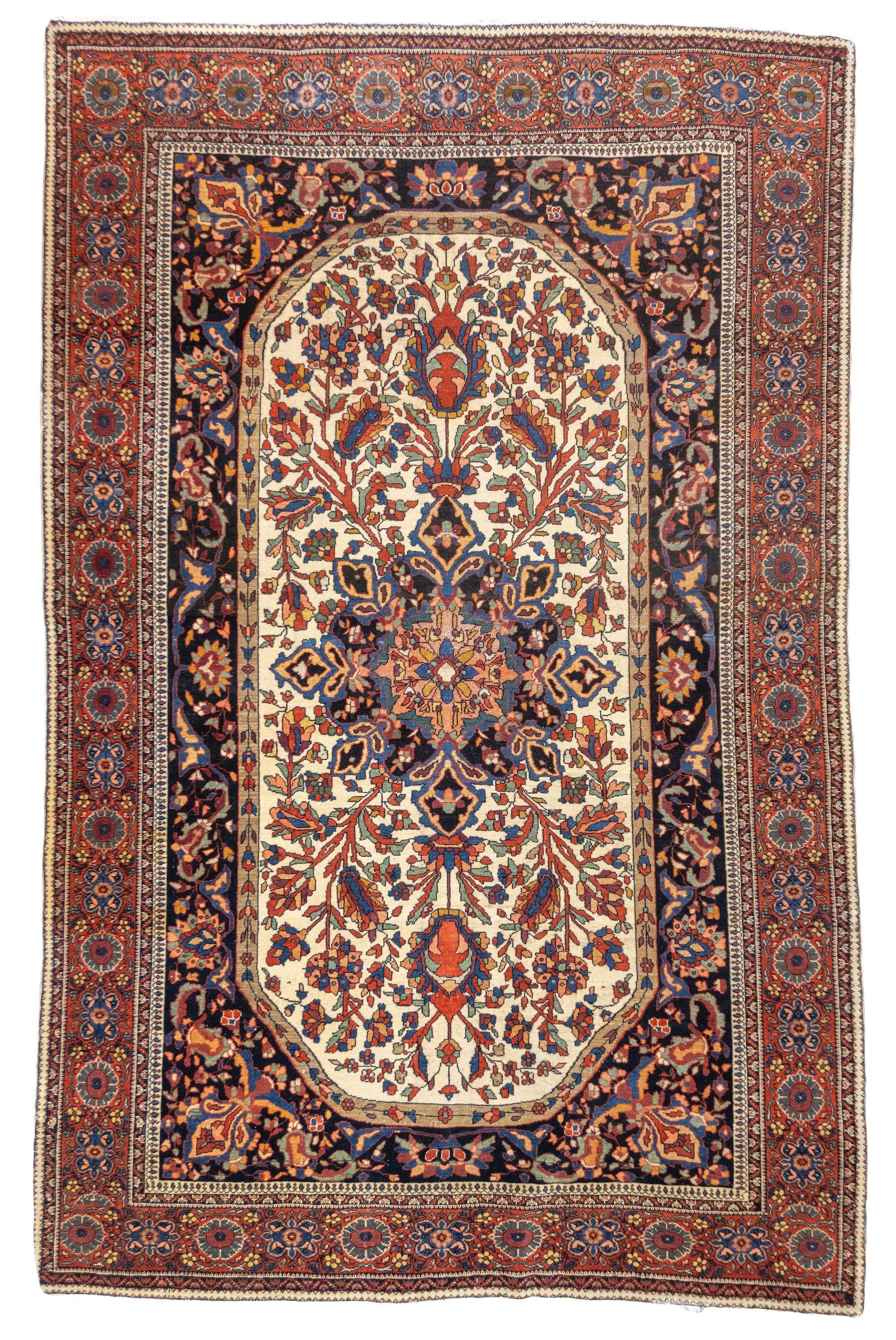 Antiker persischer Farahan Sarouk-Teppich 4'6'' x 6'7'' (Persisch) im Angebot