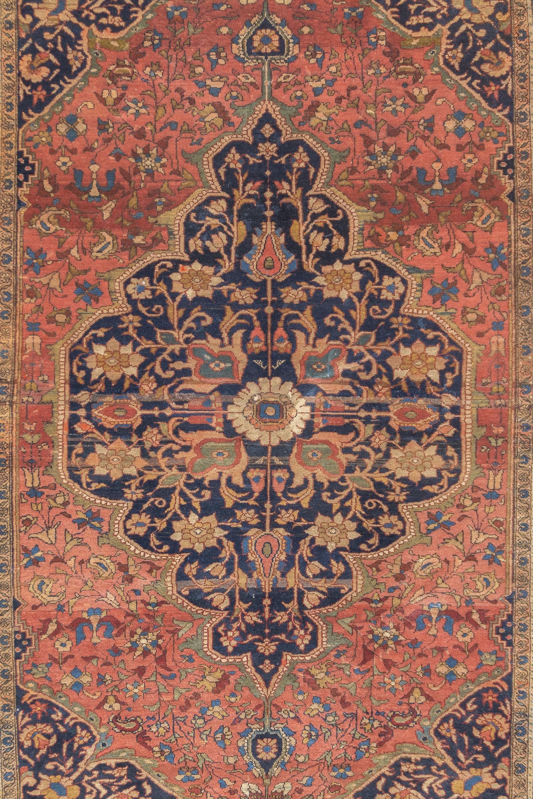 Hand-Knotted Antique Persian Farahan Sarouk Rug 4'6'' x 6'7'' For Sale