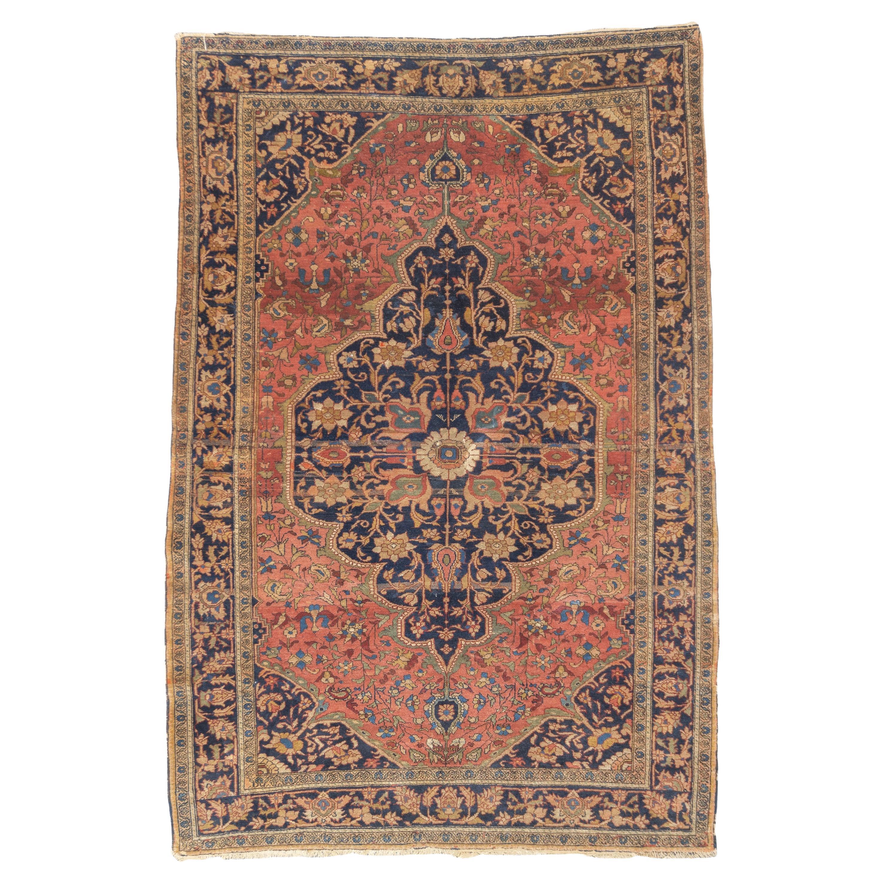 Antique Persian Farahan Sarouk Rug 4'6'' x 6'7'' For Sale