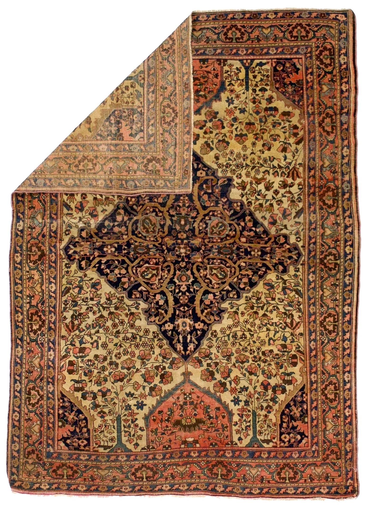 Antiker persischer Farahan Sarouk-Teppich 4'7