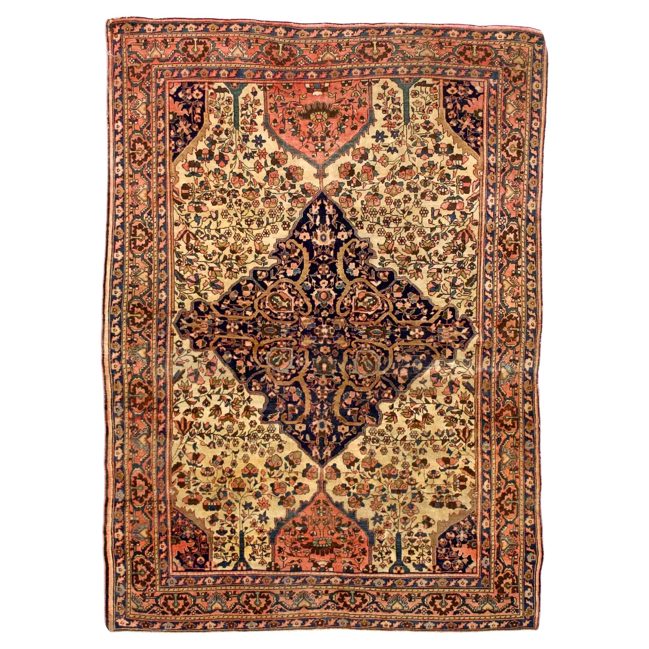 Alfombra persa antigua Sarouk Farahan 4'7" x 6'5