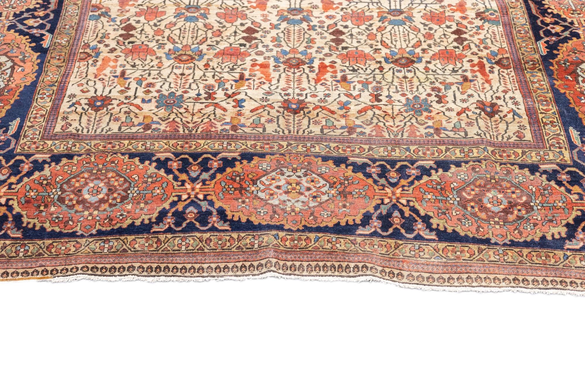 Antiker persischer Sarouk Farahan Teppich 6'10 x 9'6 (Handgeknüpft) im Angebot