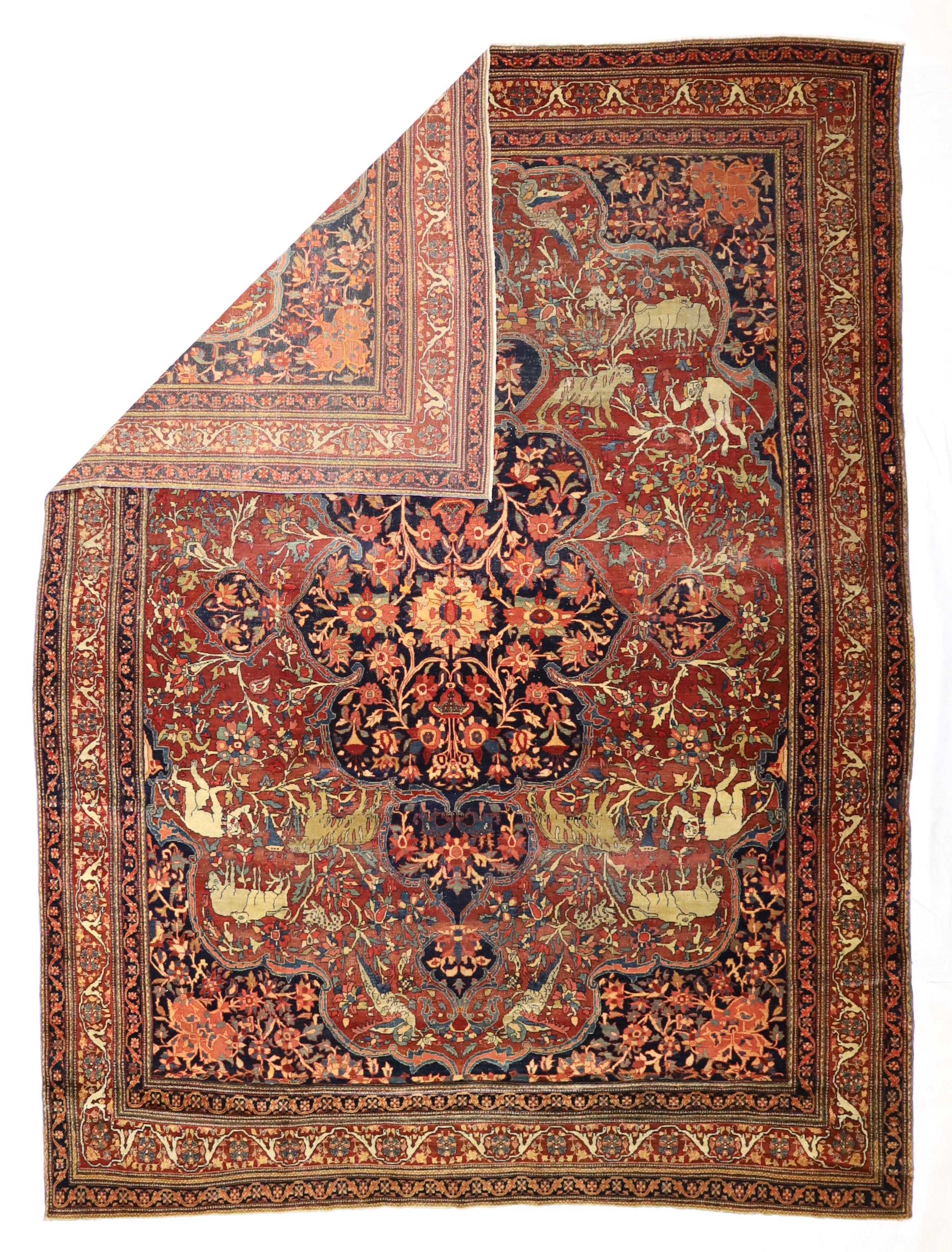 Antique Persian Farahan Sarouk Rug 7'3