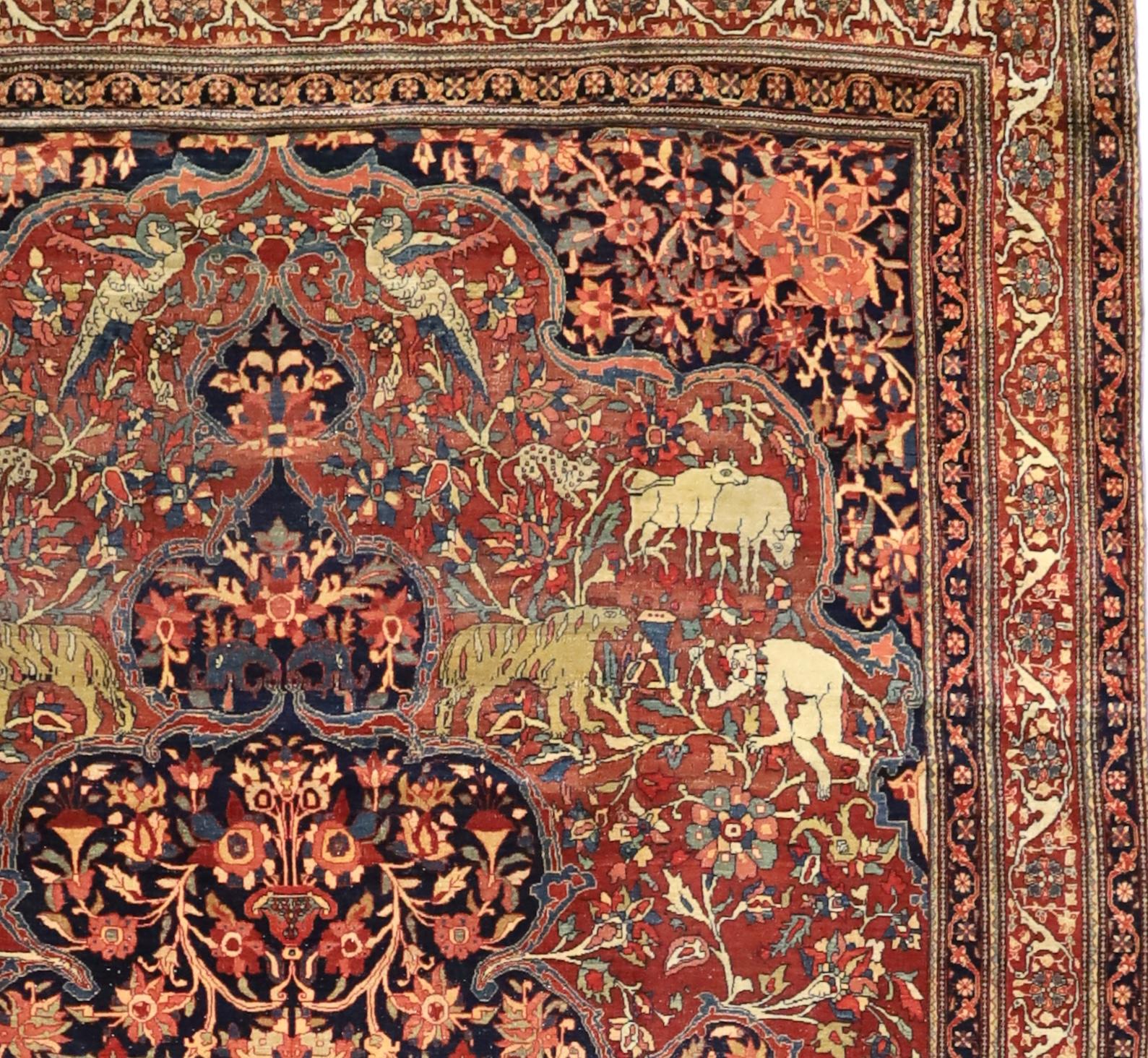 Antique Persian Farahan Sarouk Rug 7'3