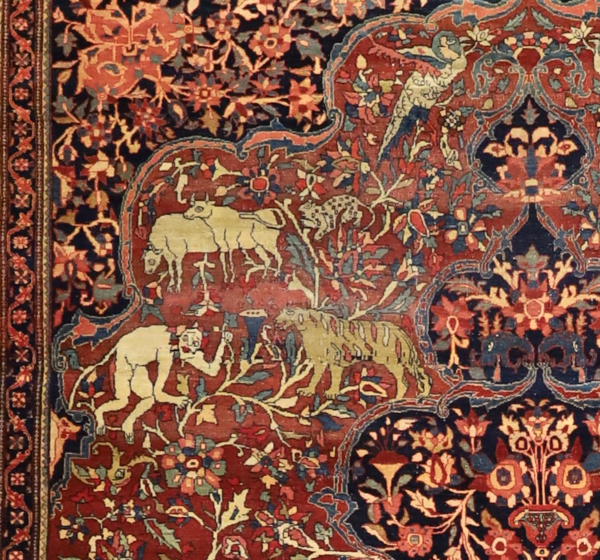 Antique Persian Farahan Sarouk Rug 7'3