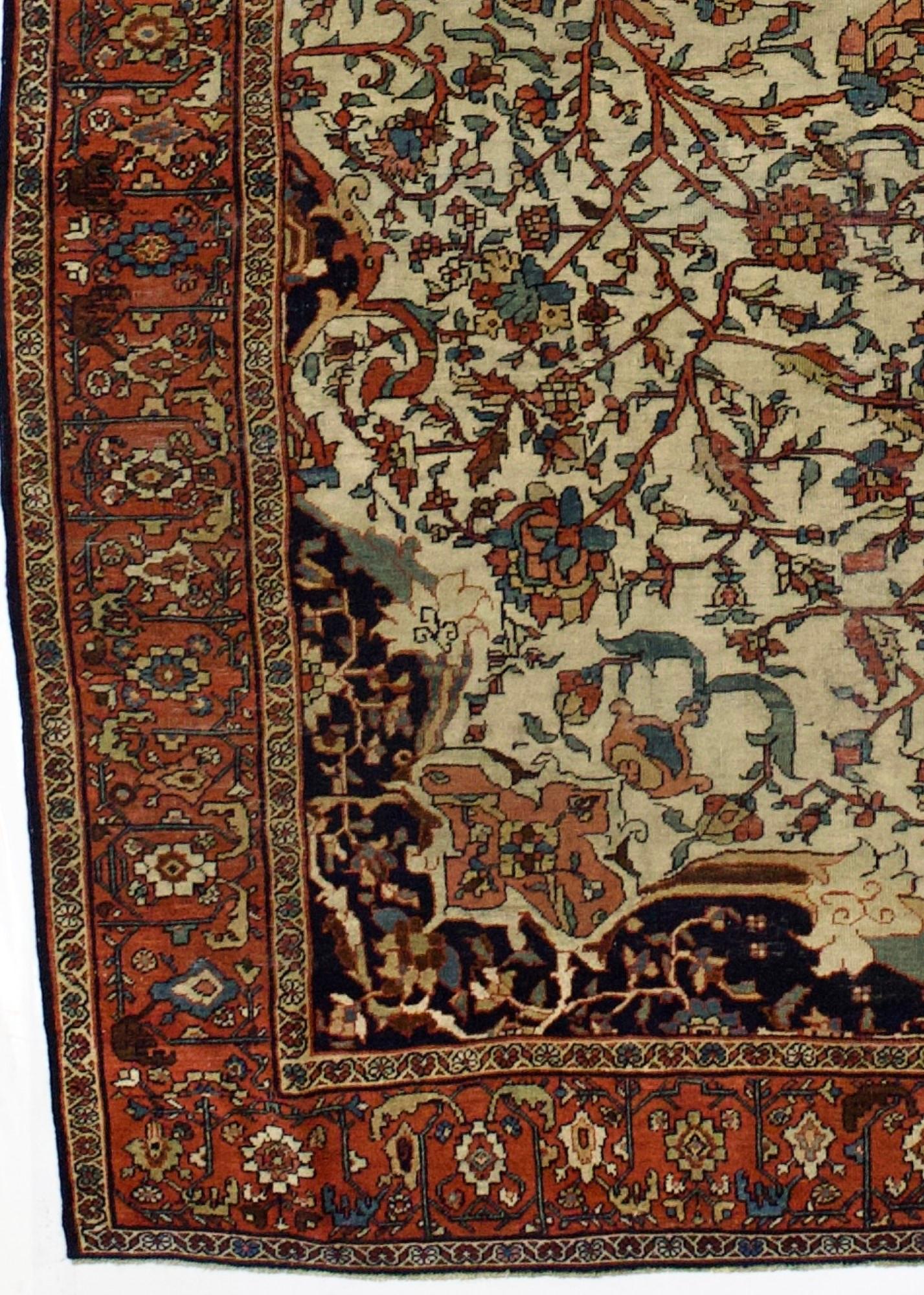 Antike persische Farahan Sarouk Teppich 7'3