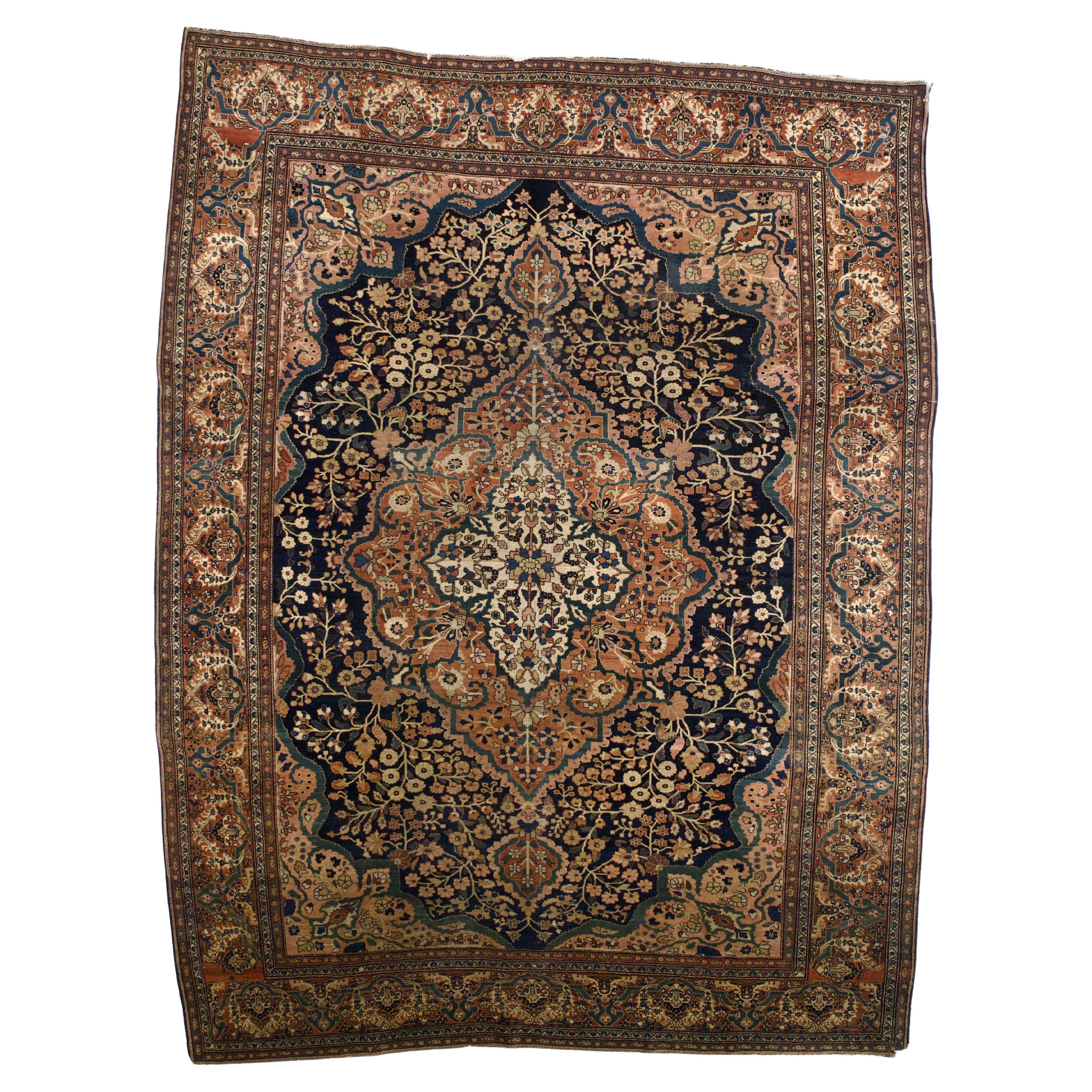 Antique Tapis Persan Sarouk Farahan 8'7 x 11'1