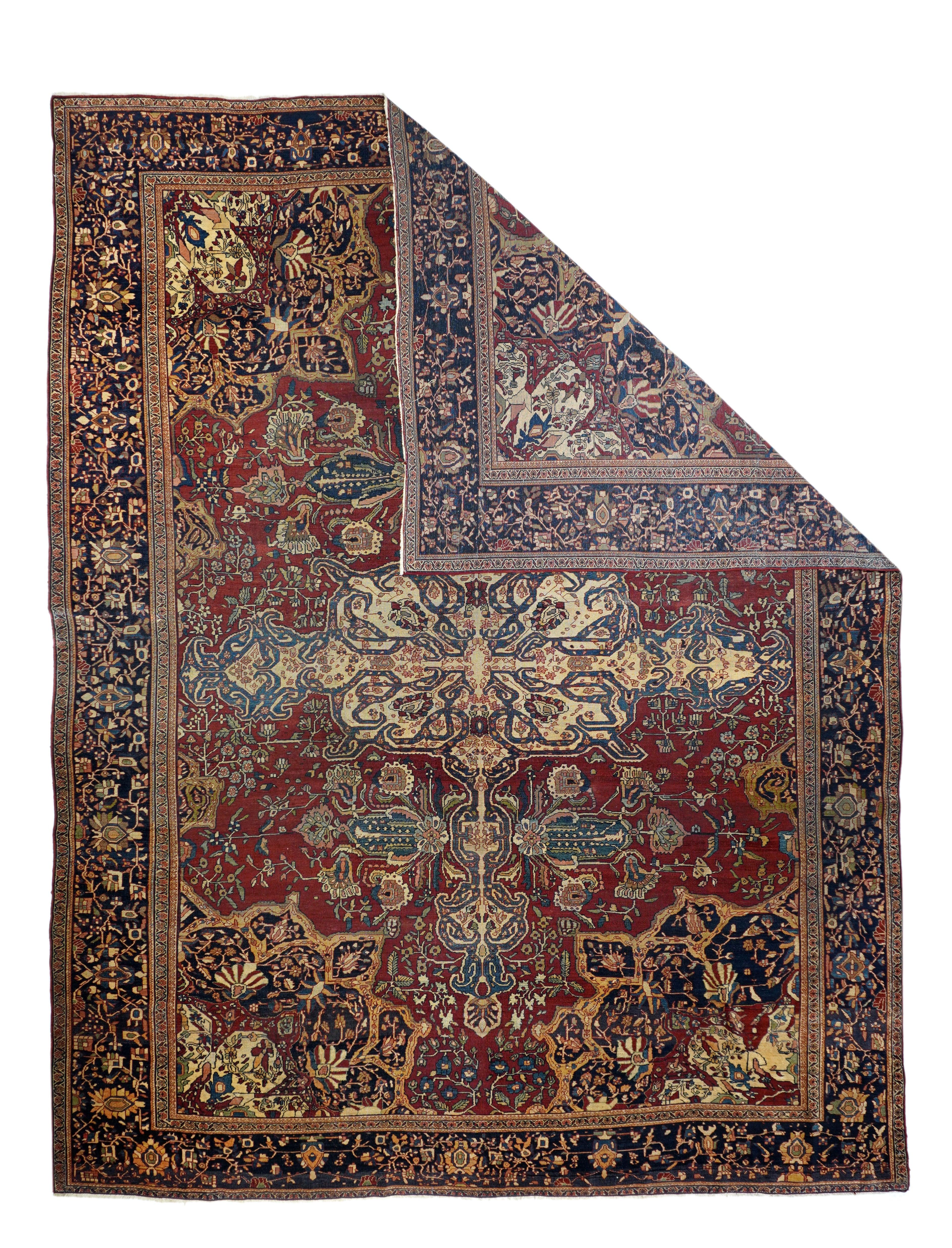 Tapis ancien persan Farahan Sarouk 9'0'' x 12'3''. Les tapis de village bien tissés de la région d'Arak/Sultanabad, en particulier les 